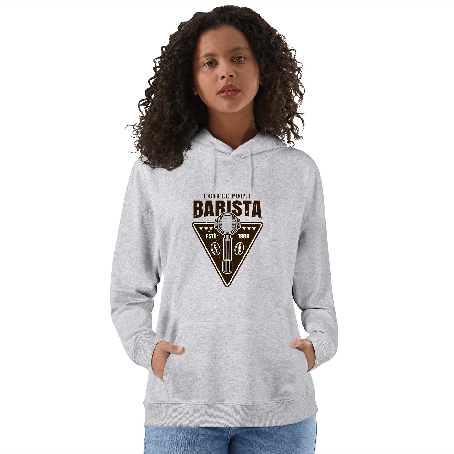 Hoodie Cotton barista coffe point logo DrinkandArt