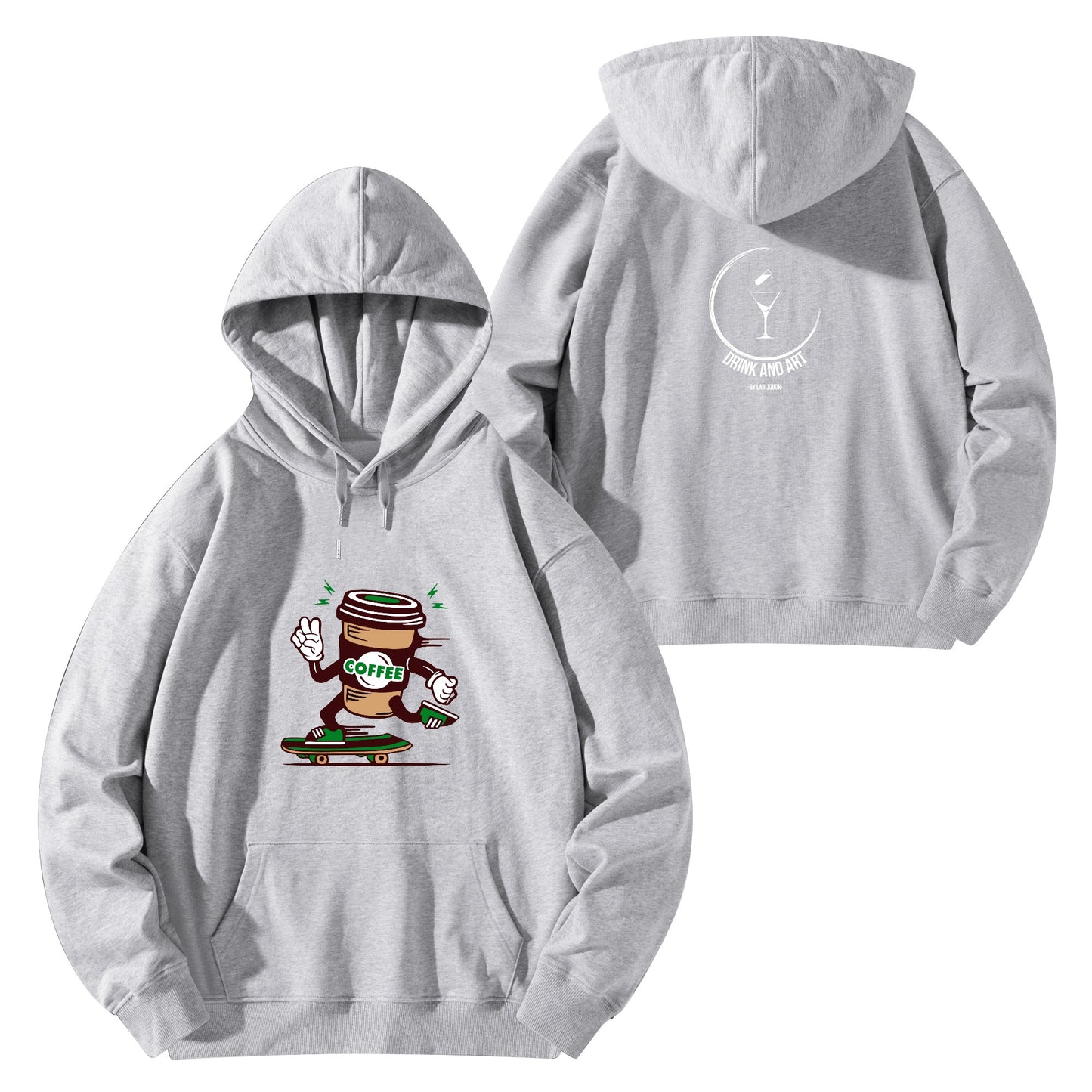 Hoodie Cotton coffee cup skateboarding DrinkandArt