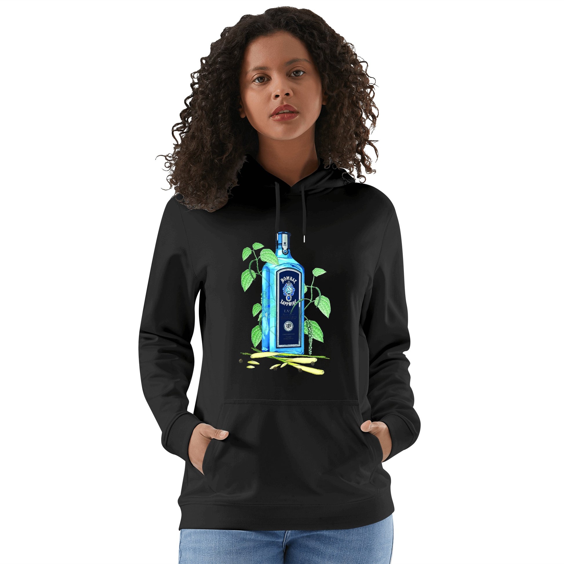 Hoodie Cotton gin Bombay Sapphire floral art DrinkandArt