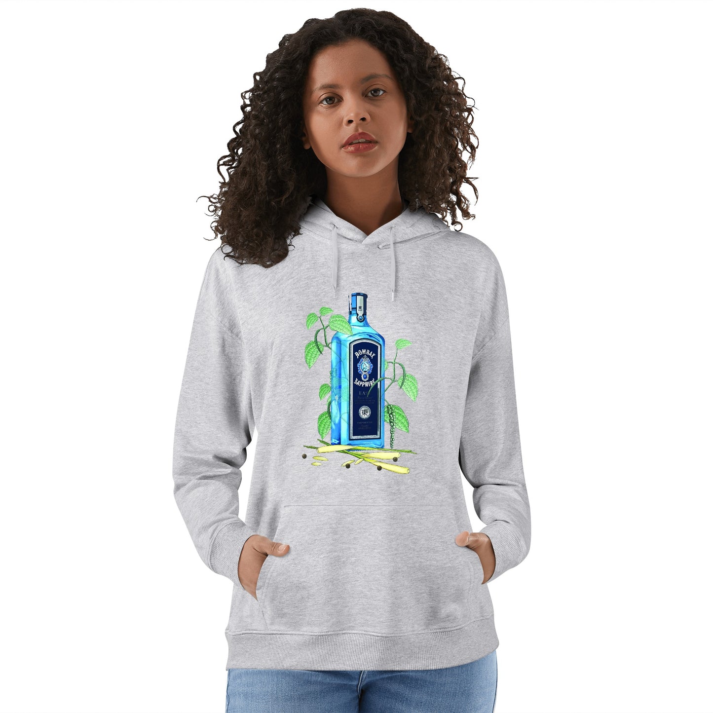 Hoodie Cotton gin Bombay Sapphire floral art DrinkandArt