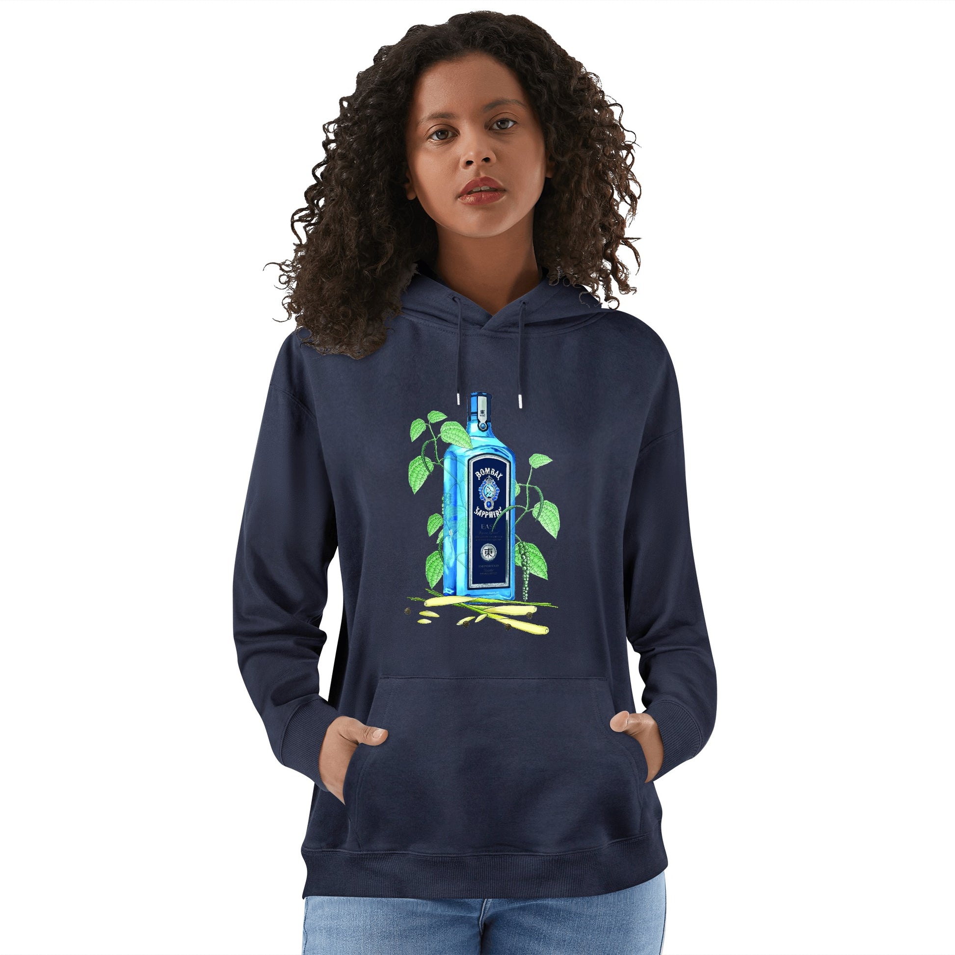 Hoodie Cotton gin Bombay Sapphire floral art DrinkandArt