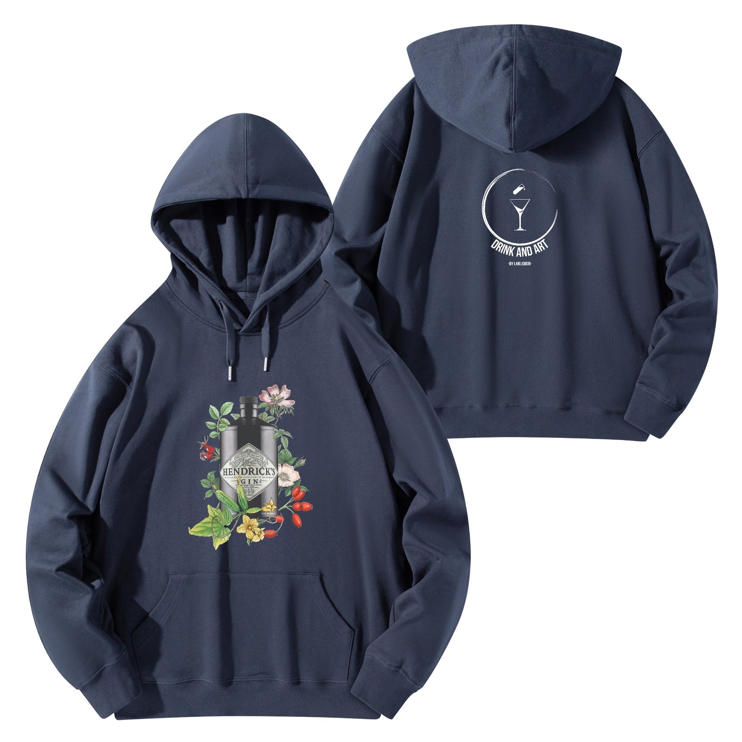 Hoodie Cotton gin Hendrick's floral art DrinkandArt