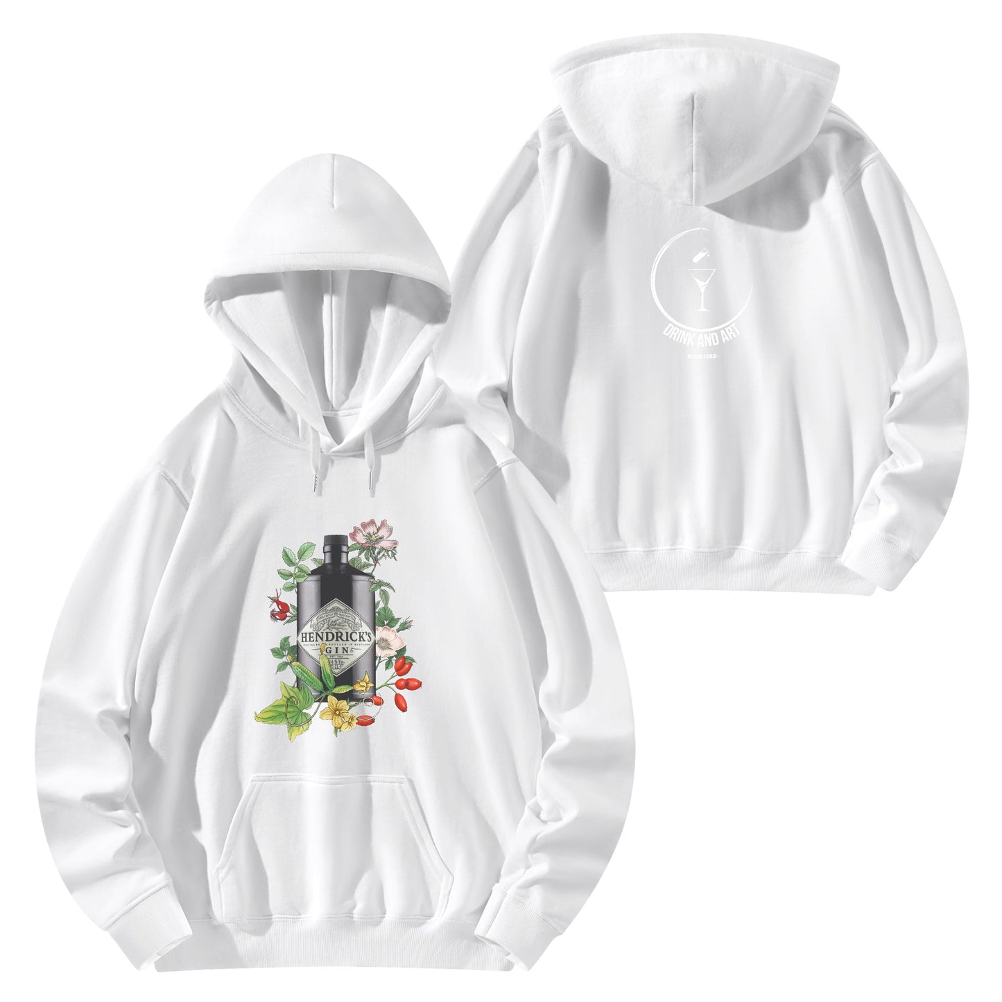 Hoodie Cotton gin Hendrick's floral art DrinkandArt