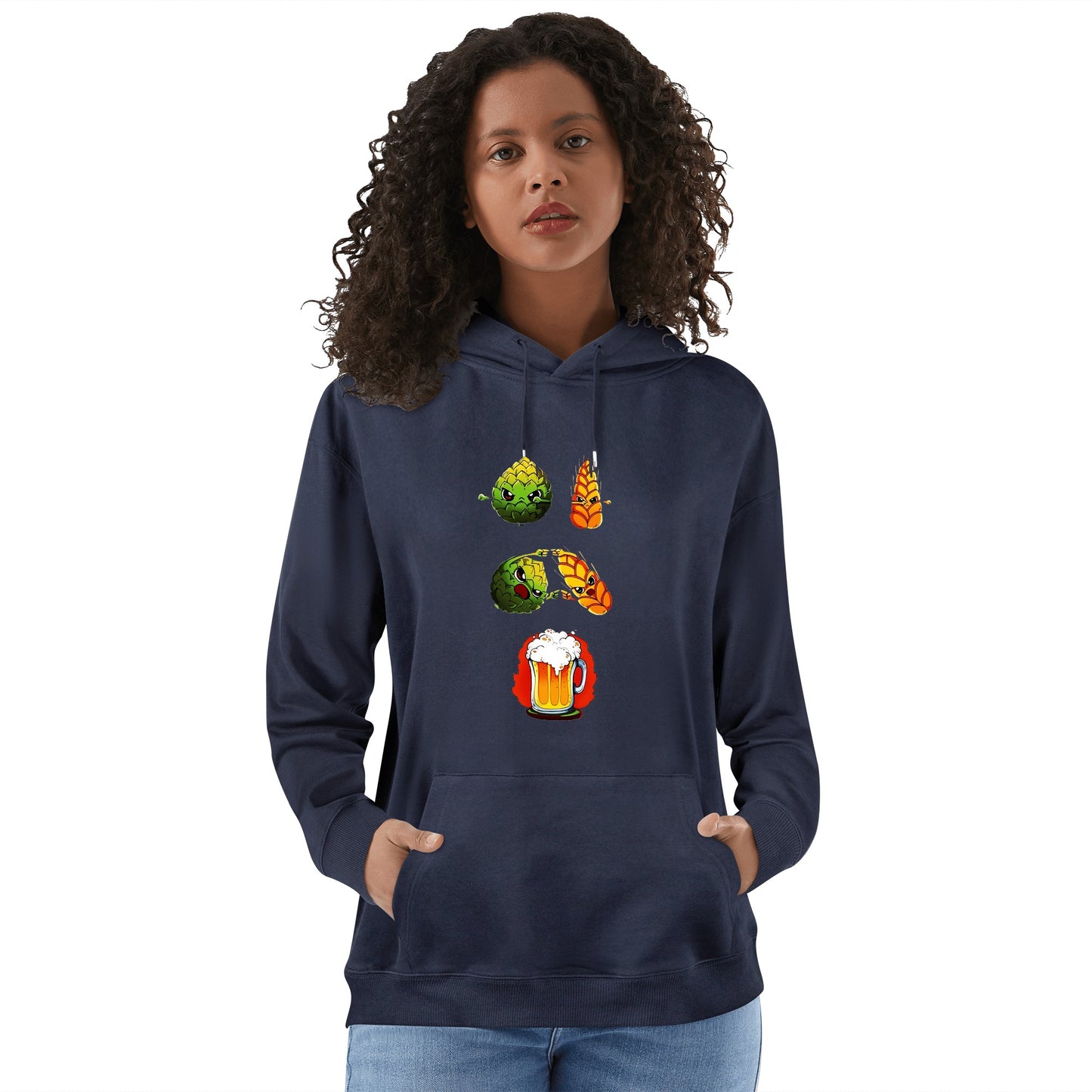 Hoodie Cotton hops plus wheat equals beer, satire DBZ DrinkandArt