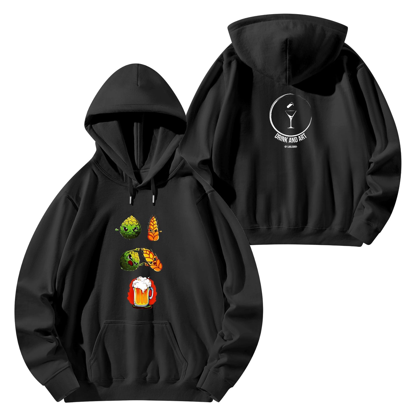 Hoodie Cotton hops plus wheat equals beer, satire DBZ DrinkandArt