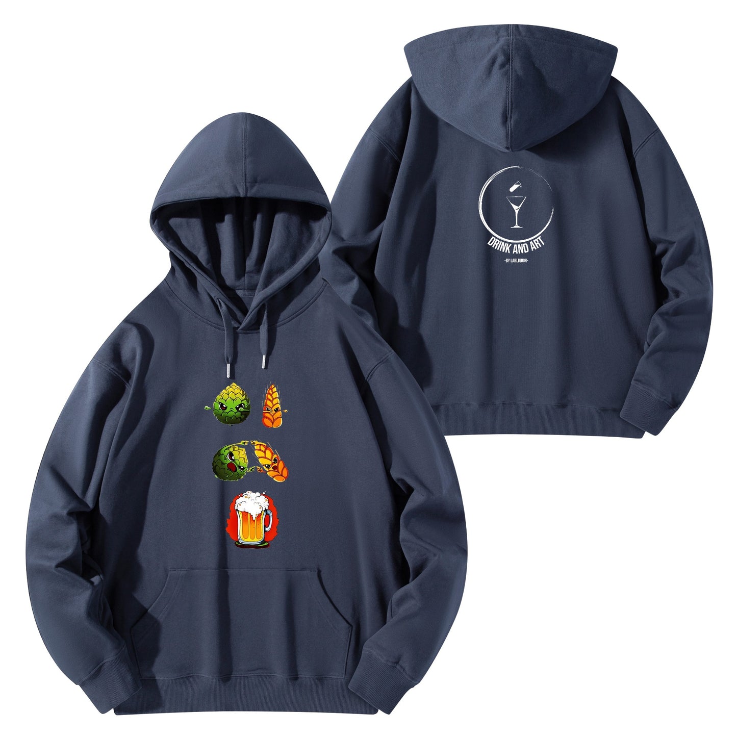 Hoodie Cotton hops plus wheat equals beer, satire DBZ DrinkandArt