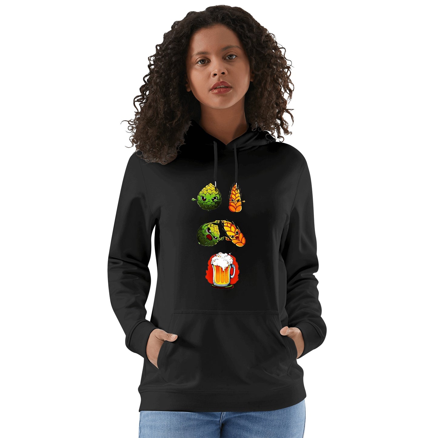 Hoodie Cotton hops plus wheat equals beer, satire DBZ DrinkandArt