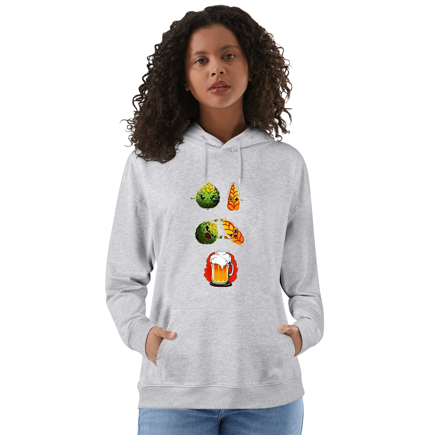 Hoodie Cotton hops plus wheat equals beer, satire DBZ DrinkandArt