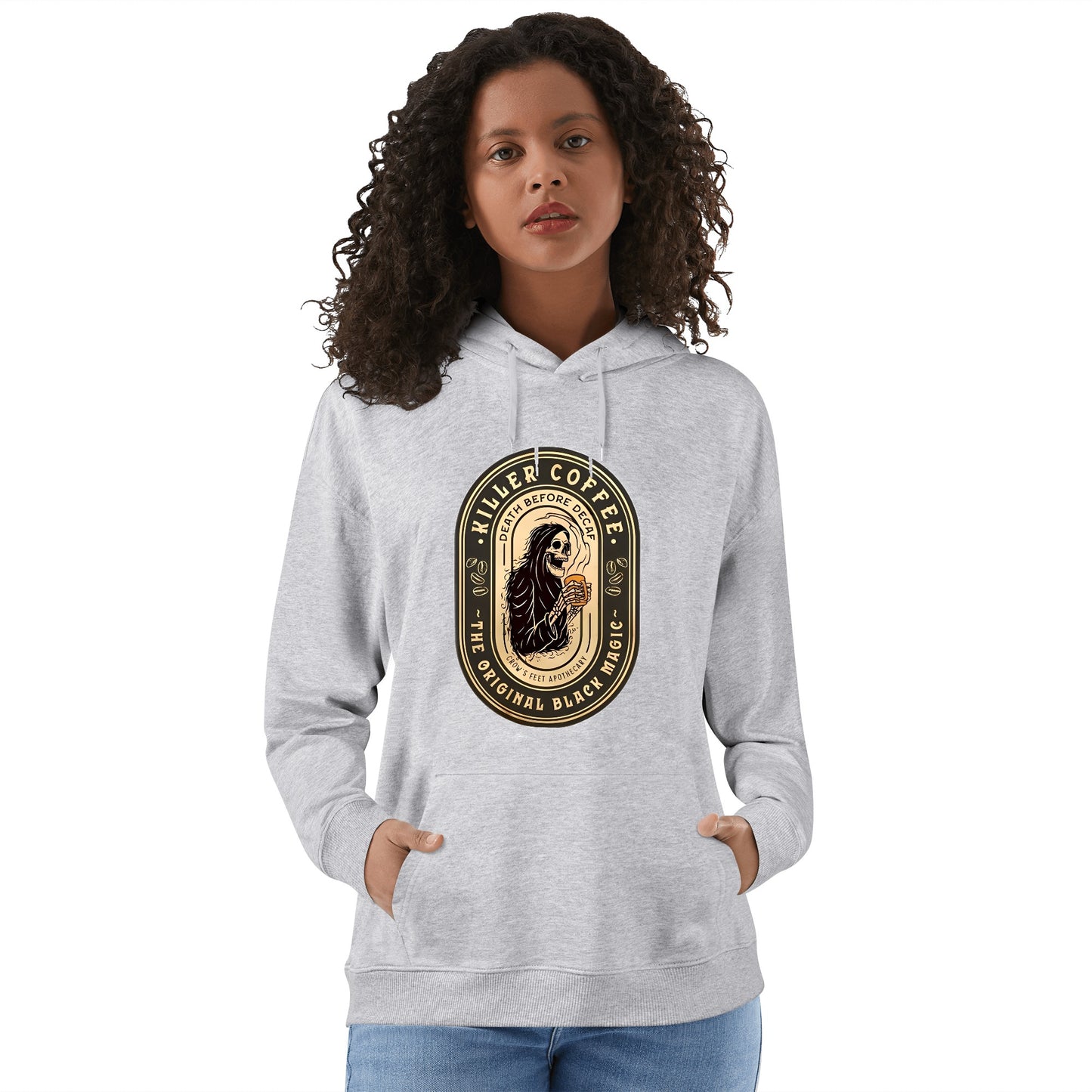 Hoodie Cotton killer coffee skull logo DrinkandArt