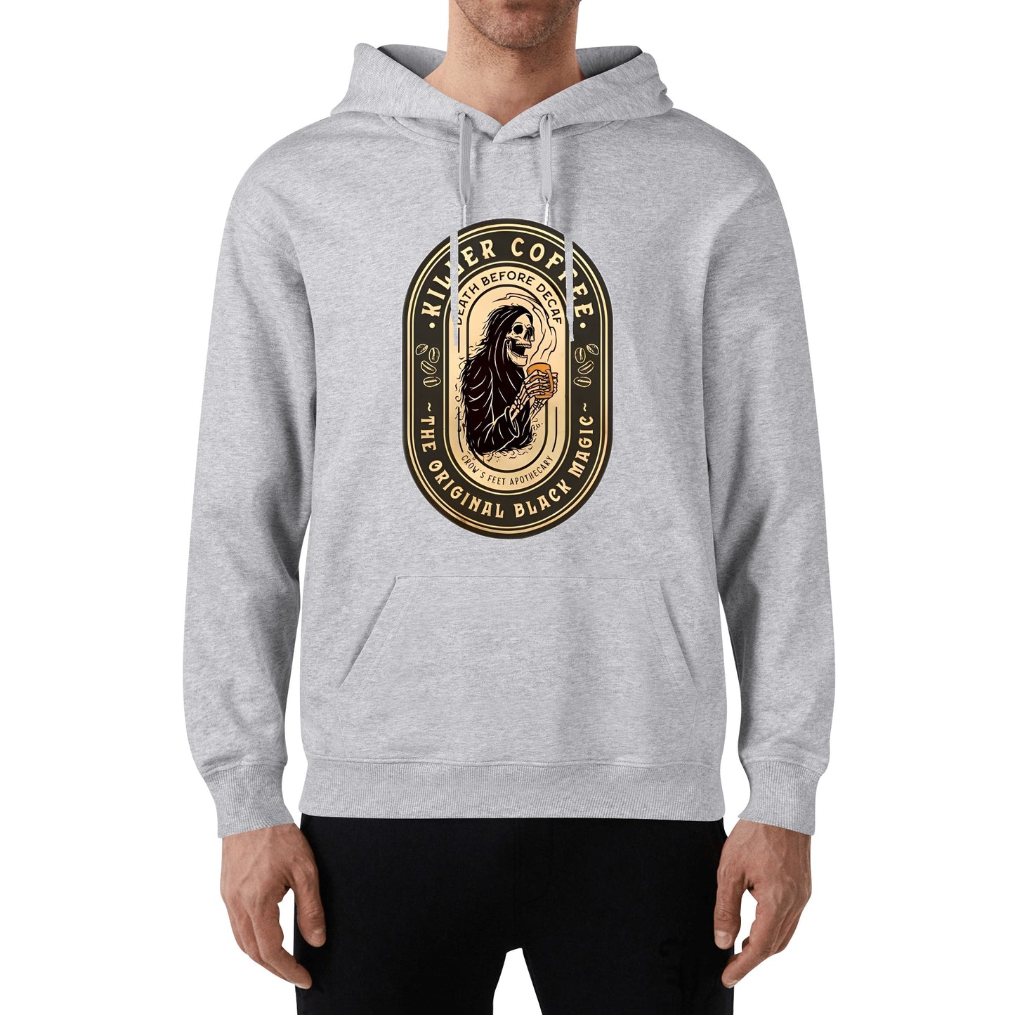 Hoodie Cotton killer coffee skull logo DrinkandArt