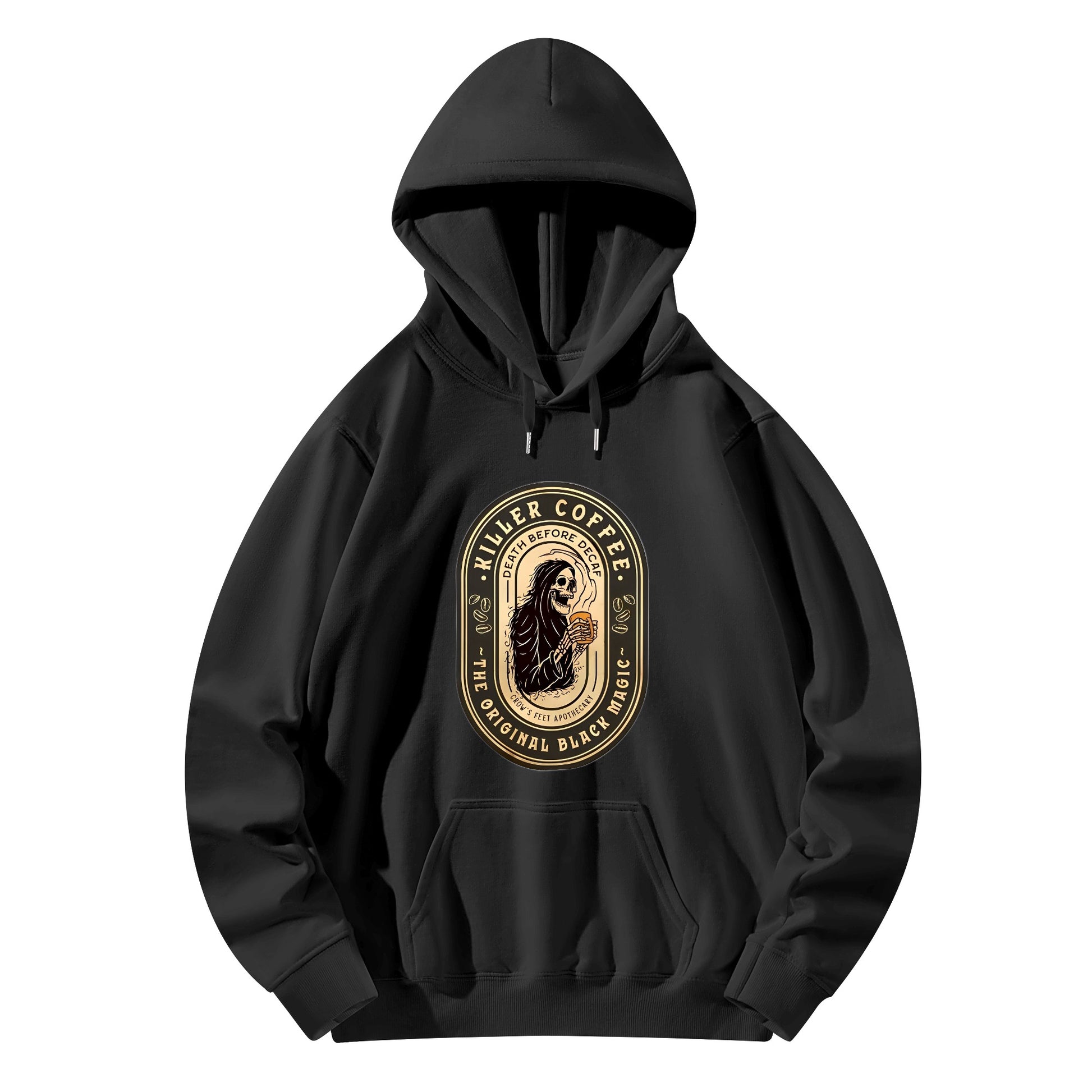 Hoodie Cotton killer coffee skull logo DrinkandArt