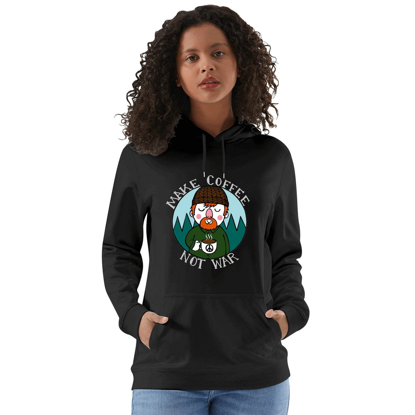 Hoodie Cotton lumberjack make cafe not war DrinkandArt