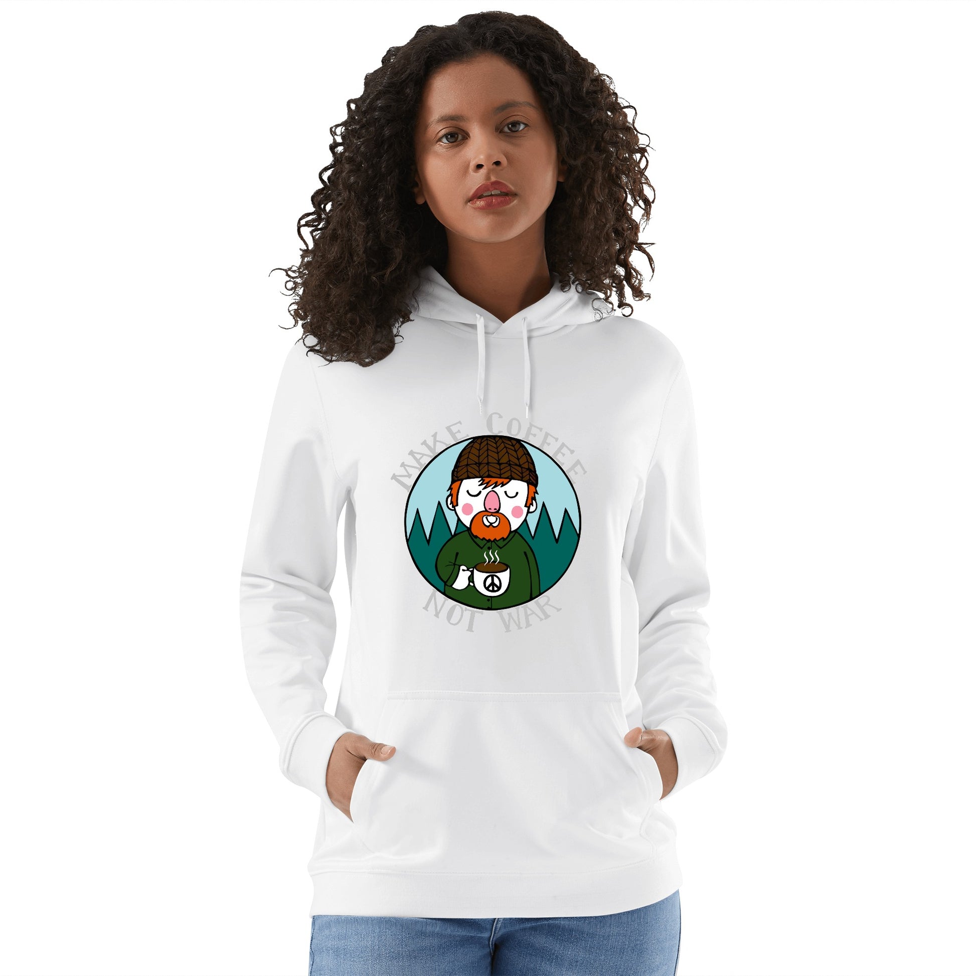 Hoodie Cotton lumberjack make cafe not war DrinkandArt