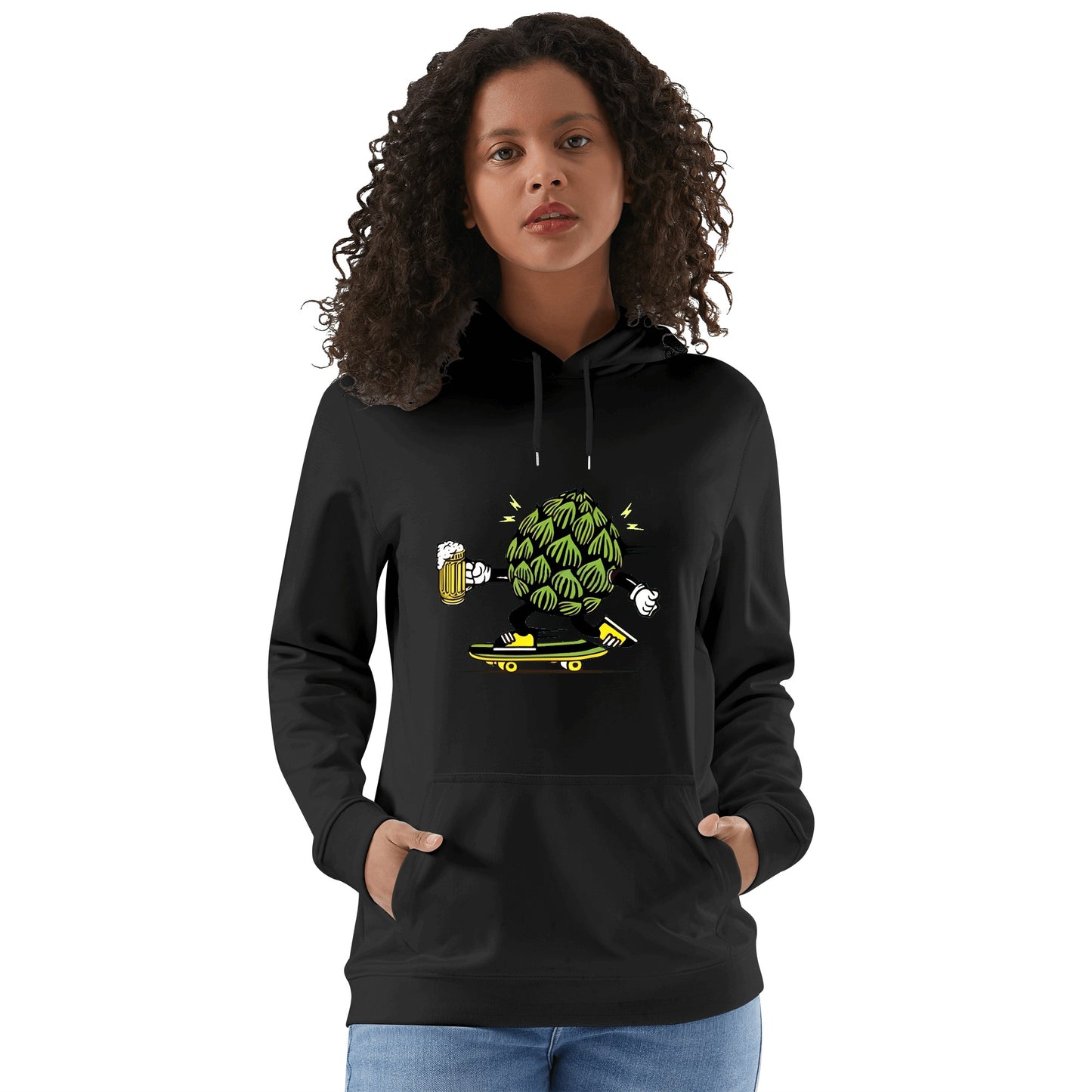 Hoodie Cotton skater hops beer funny DrinkandArt