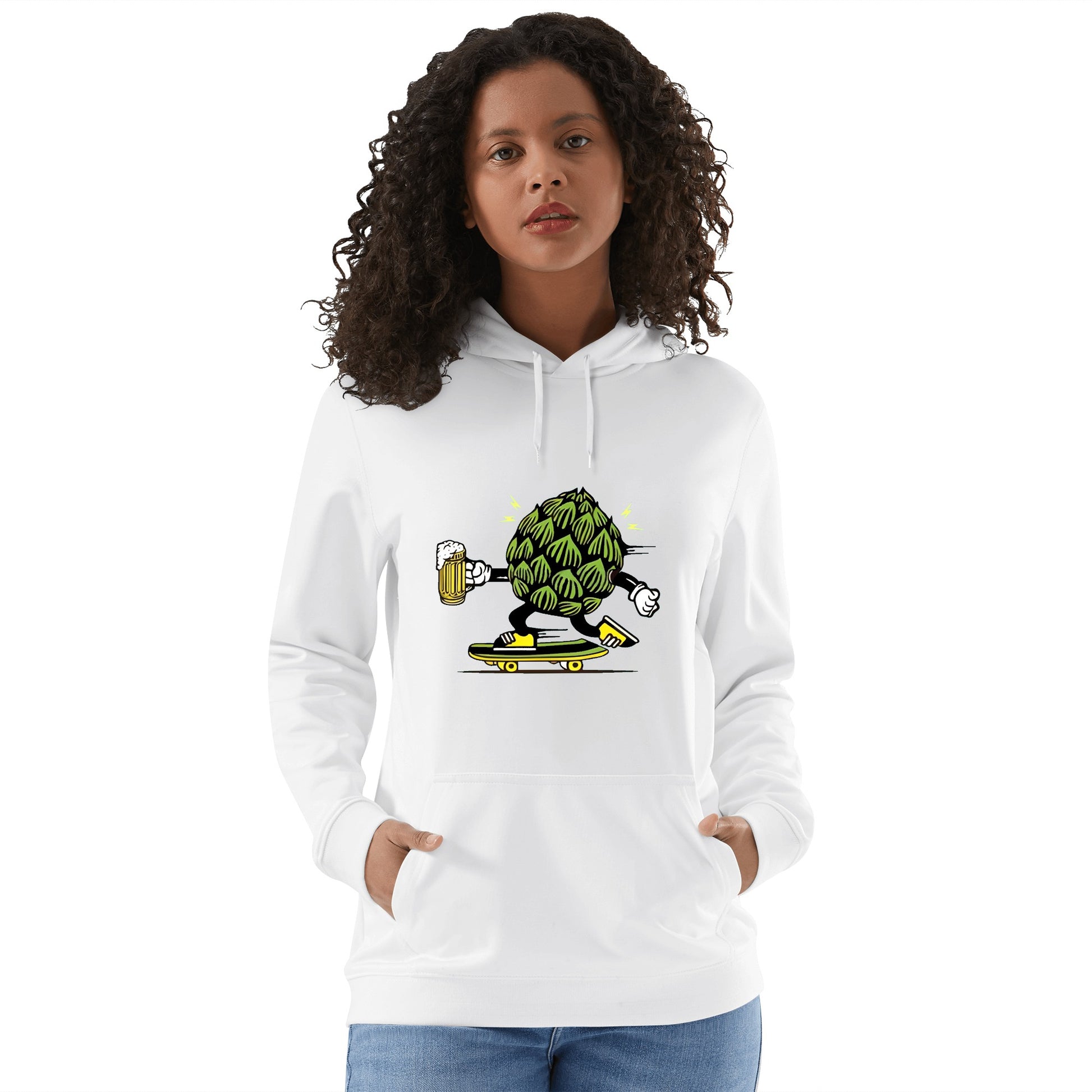 Hoodie Cotton skater hops beer funny DrinkandArt