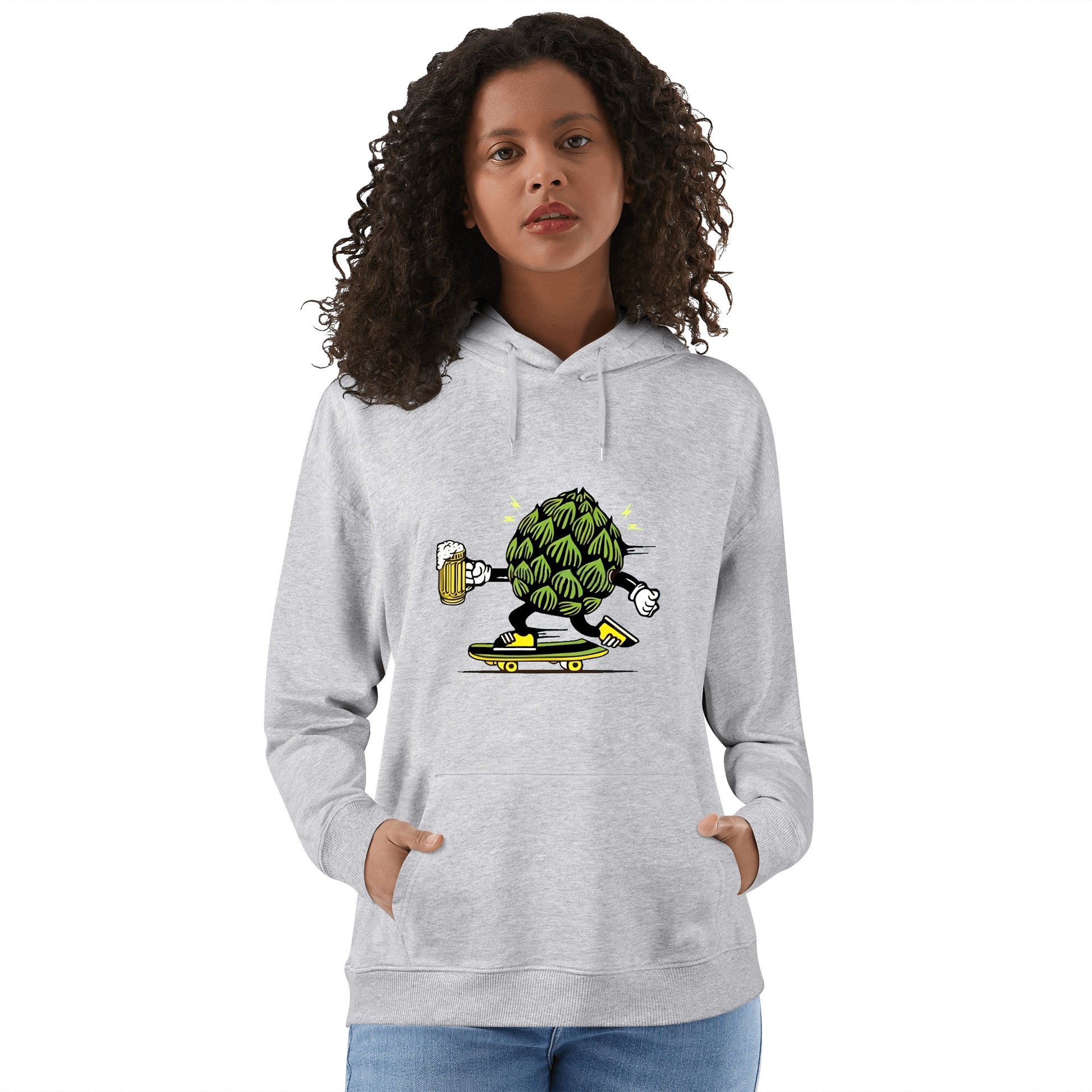 Hoodie Cotton skater hops beer funny DrinkandArt