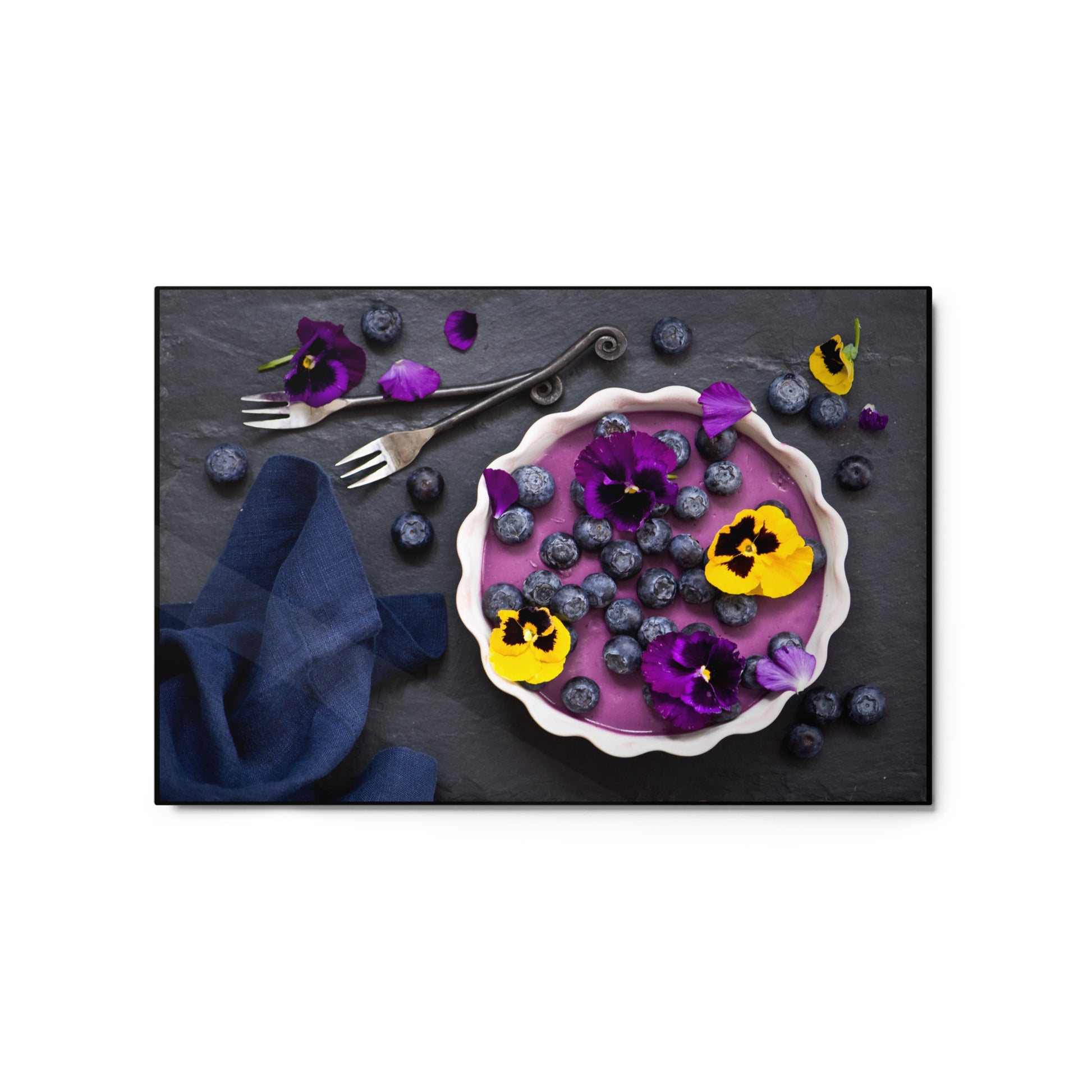 Metal prints blueberries and pansies DrinkandArt