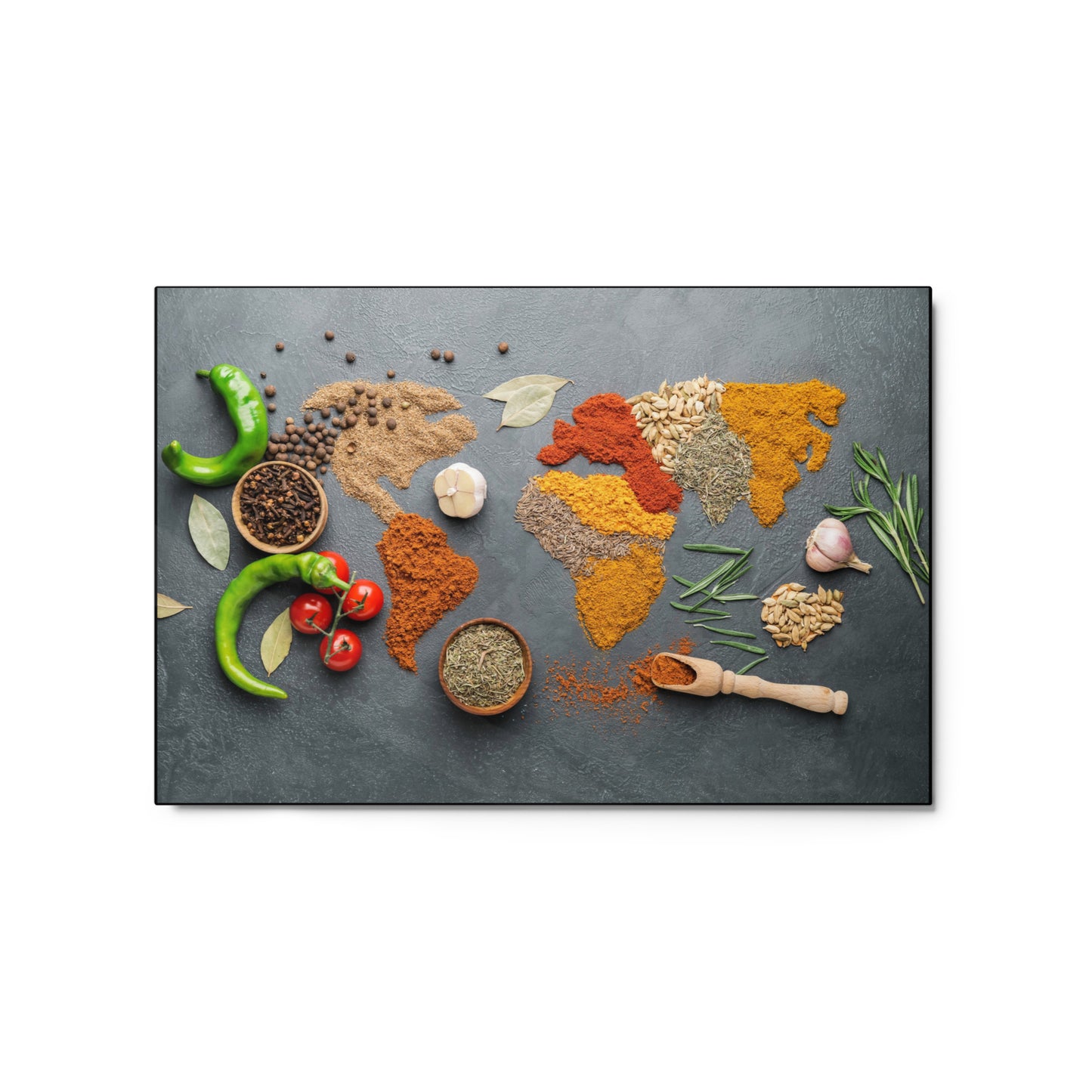 Metal prints world map spices DrinkandArt