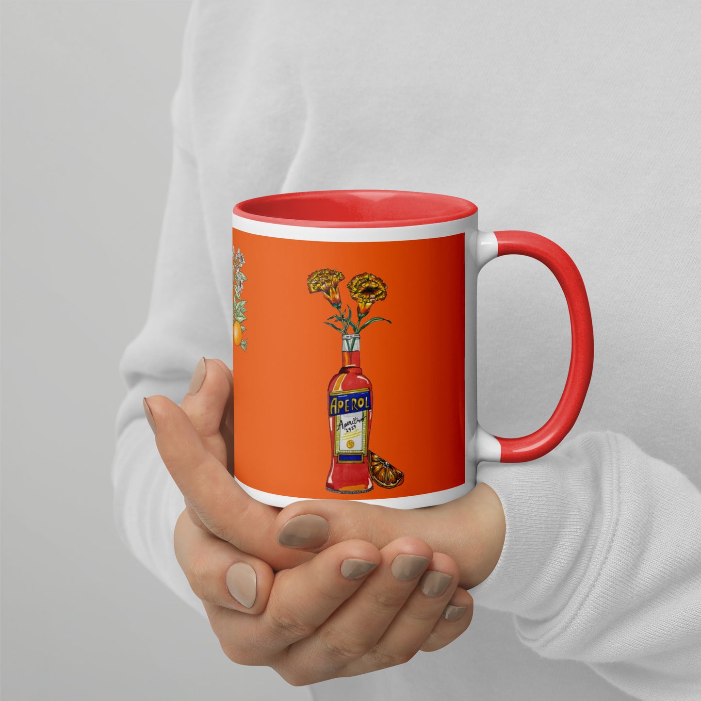 Mug with Color Inside aperol floral art DrinkandArt