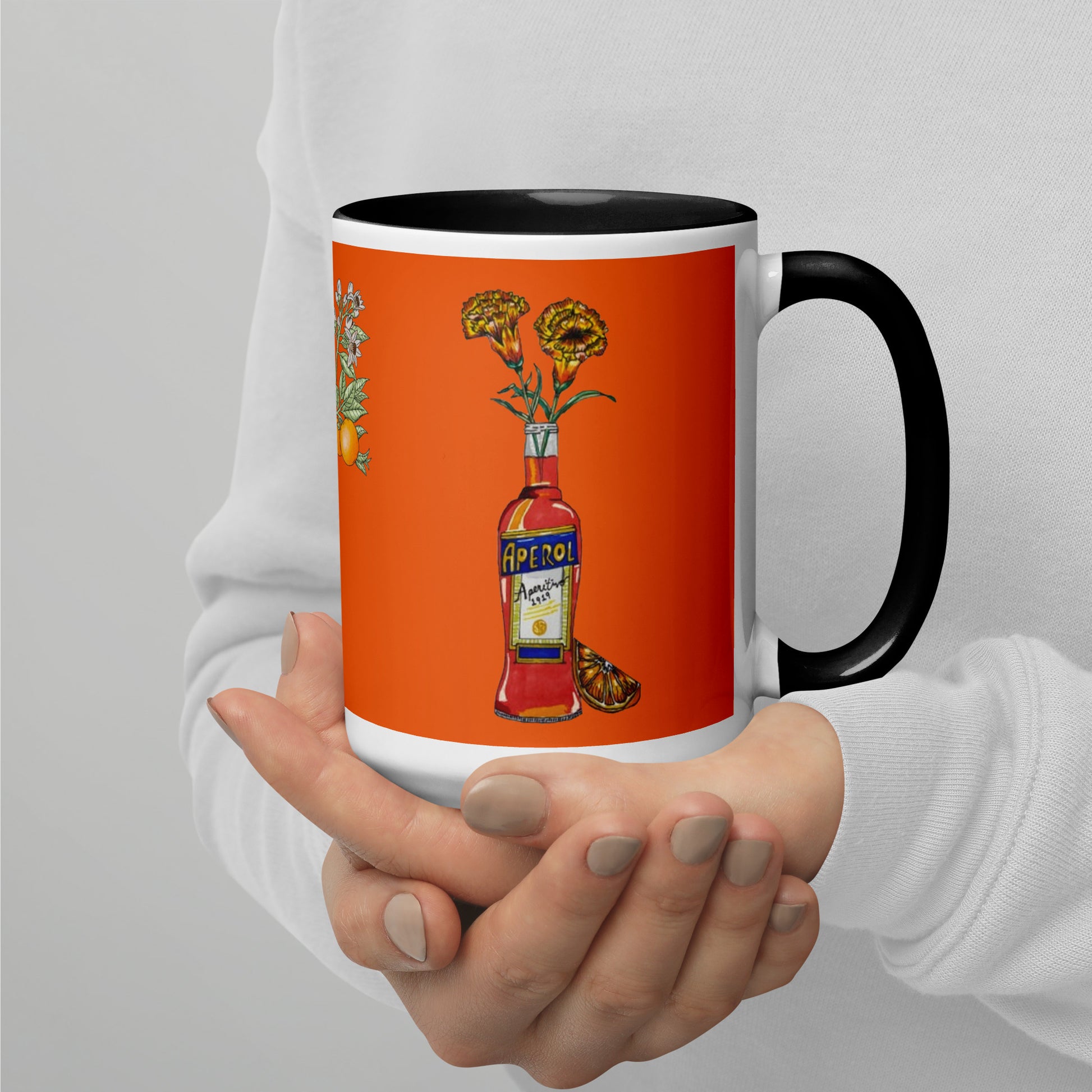 Mug with Color Inside aperol floral art DrinkandArt