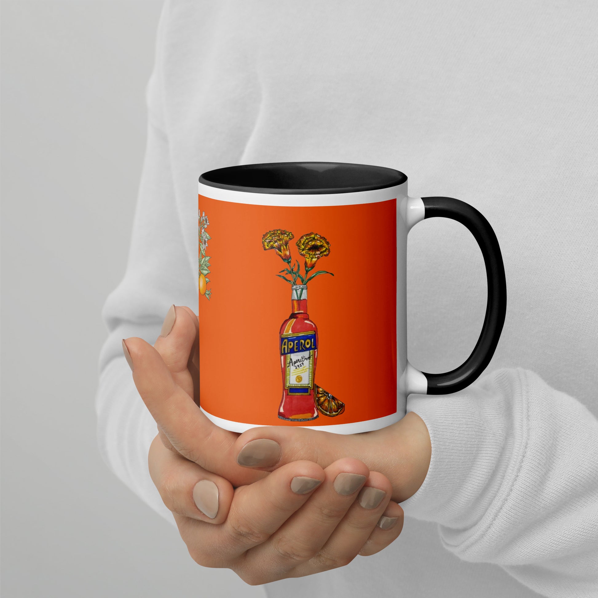 Mug with Color Inside aperol floral art DrinkandArt