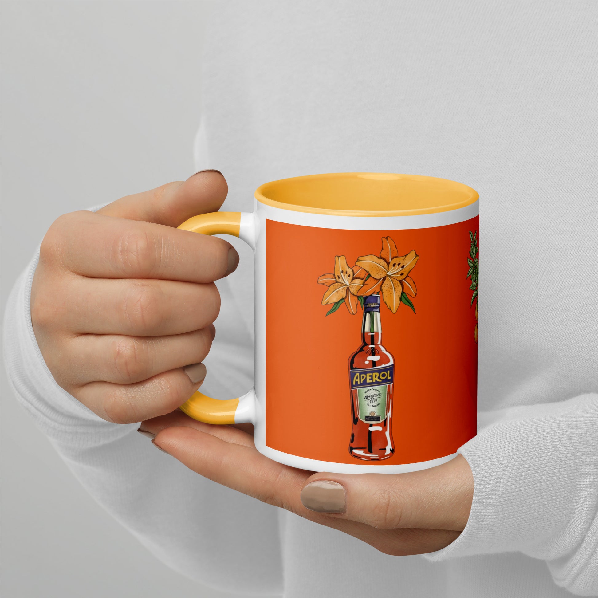 Mug with Color Inside aperol floral art DrinkandArt