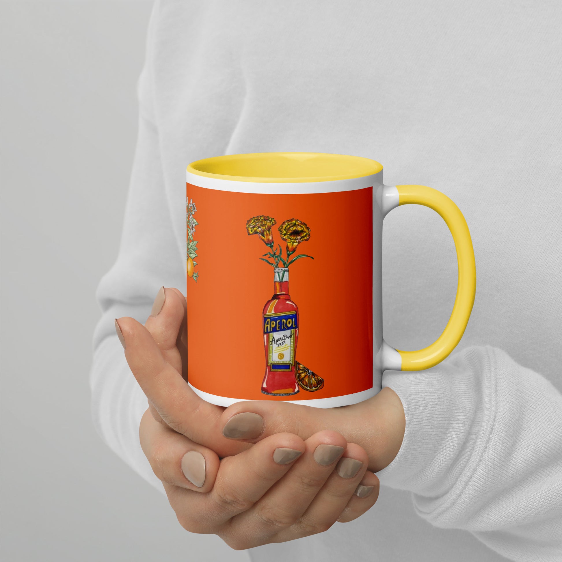 Mug with Color Inside aperol floral art DrinkandArt