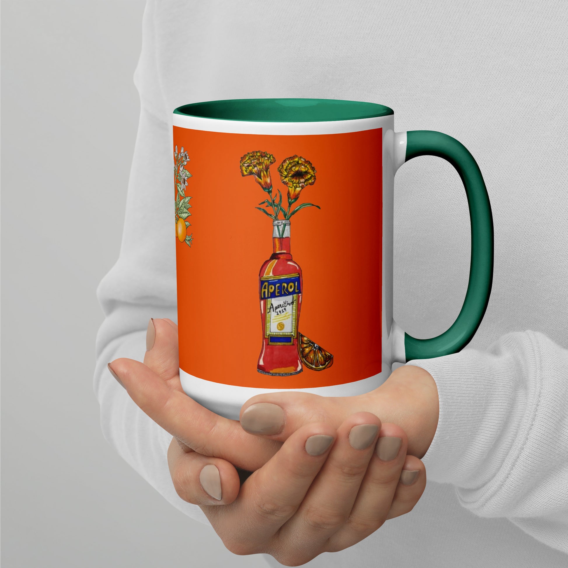 Mug with Color Inside aperol floral art DrinkandArt