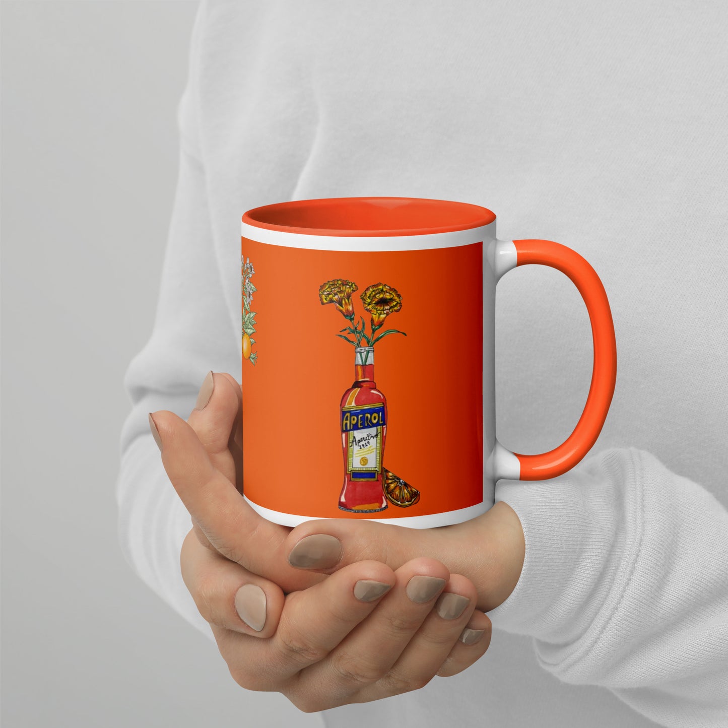 Mug with Color Inside aperol floral art DrinkandArt