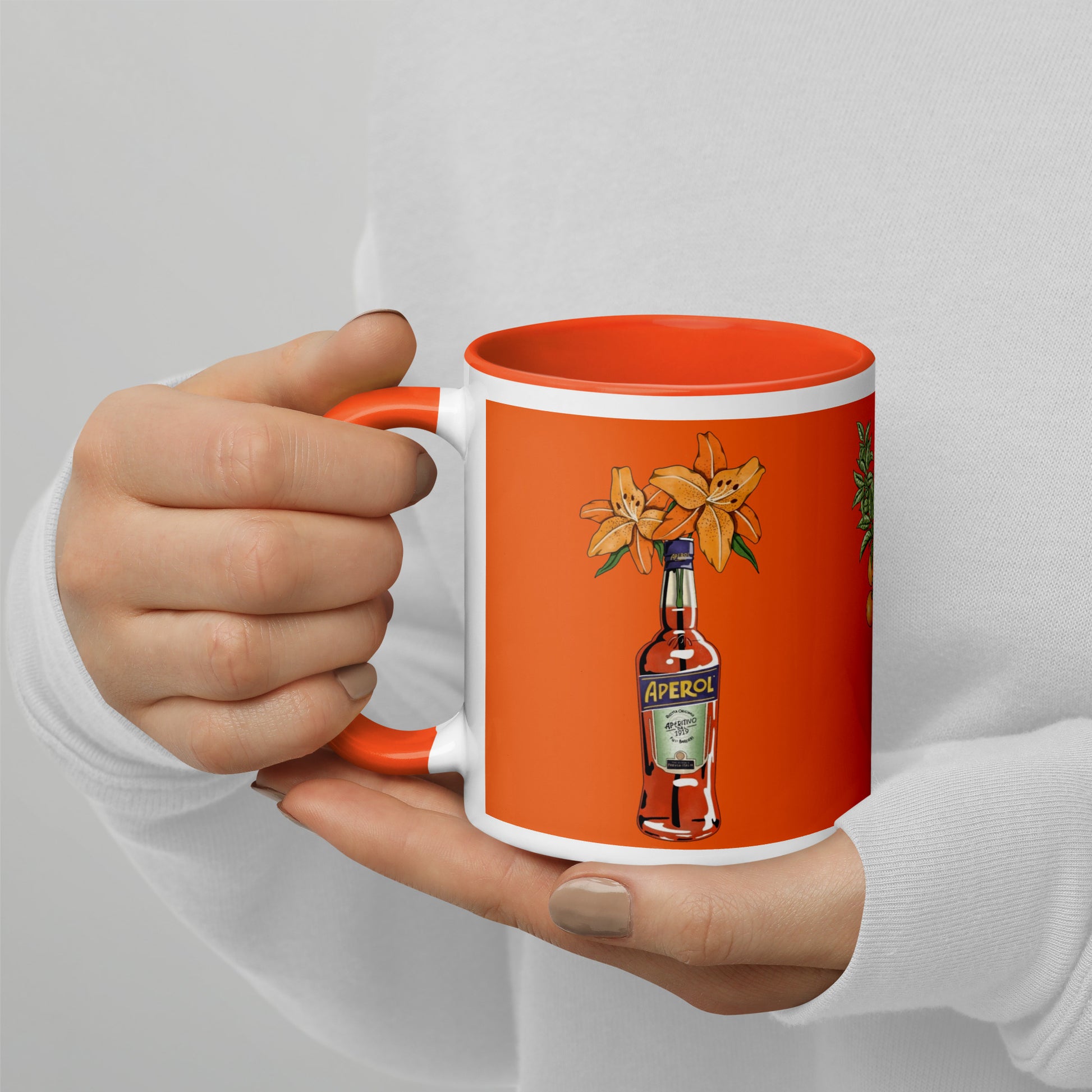 Mug with Color Inside aperol floral art DrinkandArt