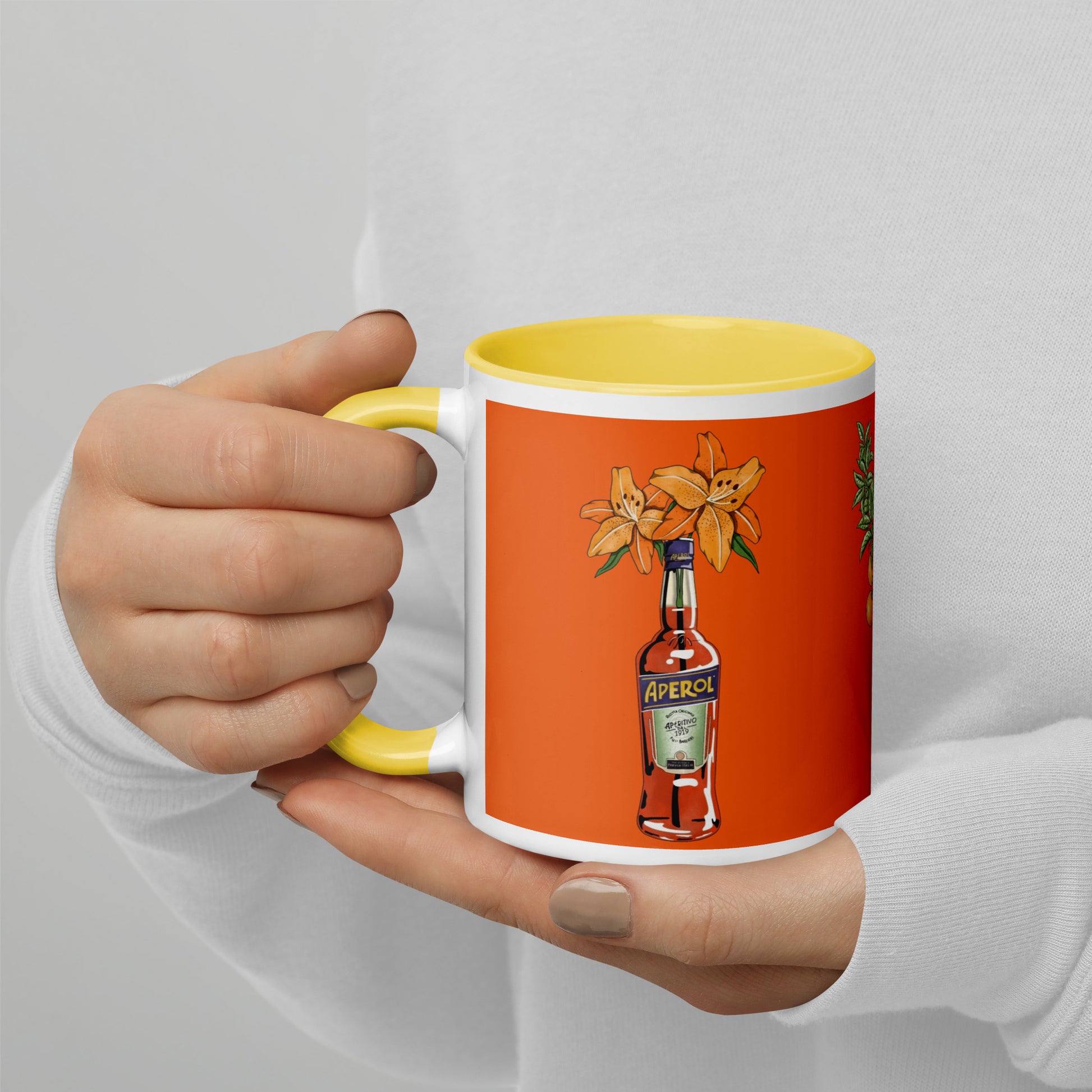 Mug with Color Inside aperol floral art DrinkandArt