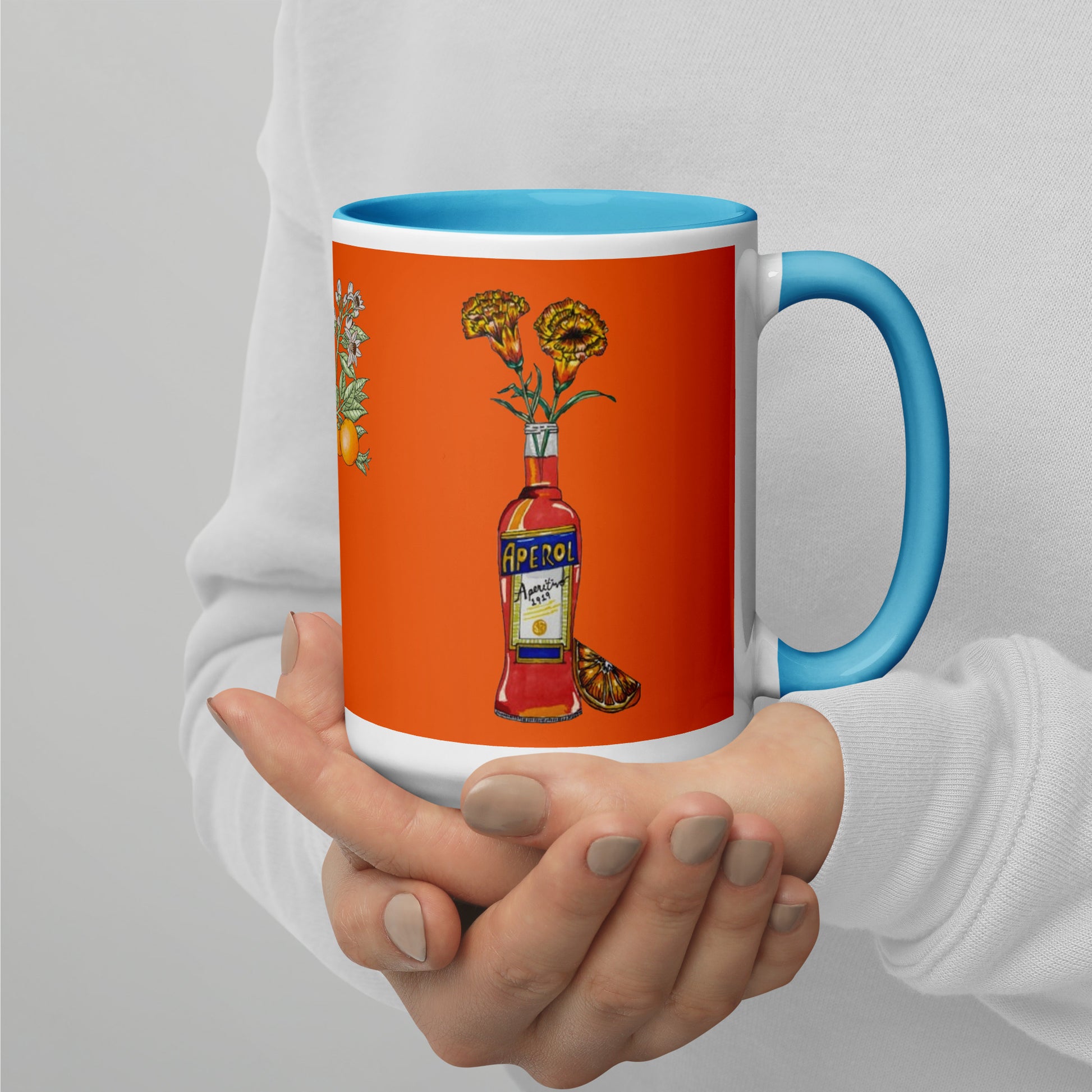 Mug with Color Inside aperol floral art DrinkandArt