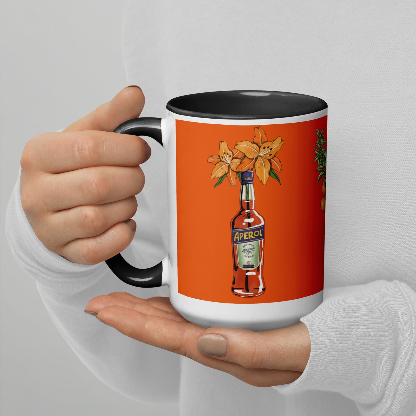 Mug with Color Inside aperol floral art DrinkandArt