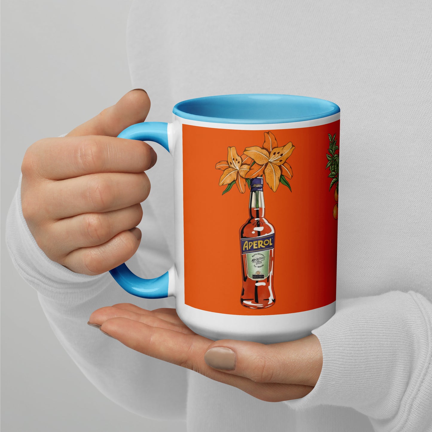 Mug with Color Inside aperol floral art DrinkandArt