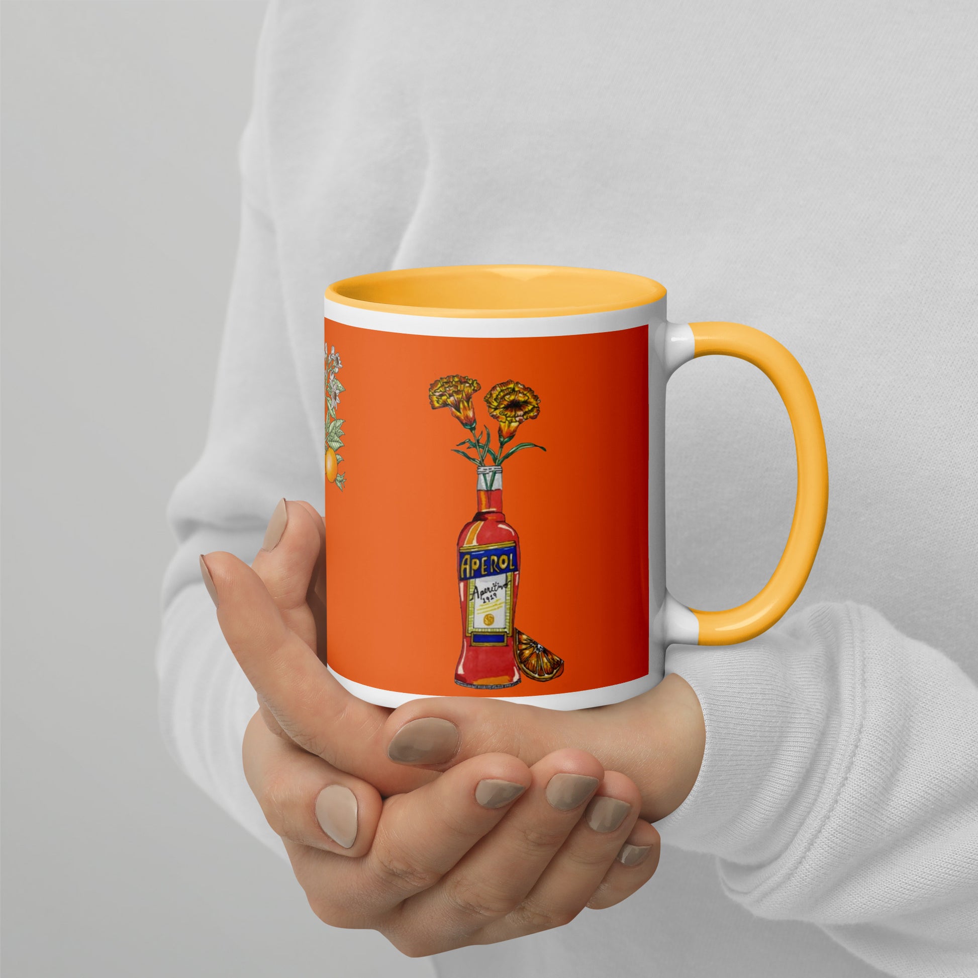 Mug with Color Inside aperol floral art DrinkandArt