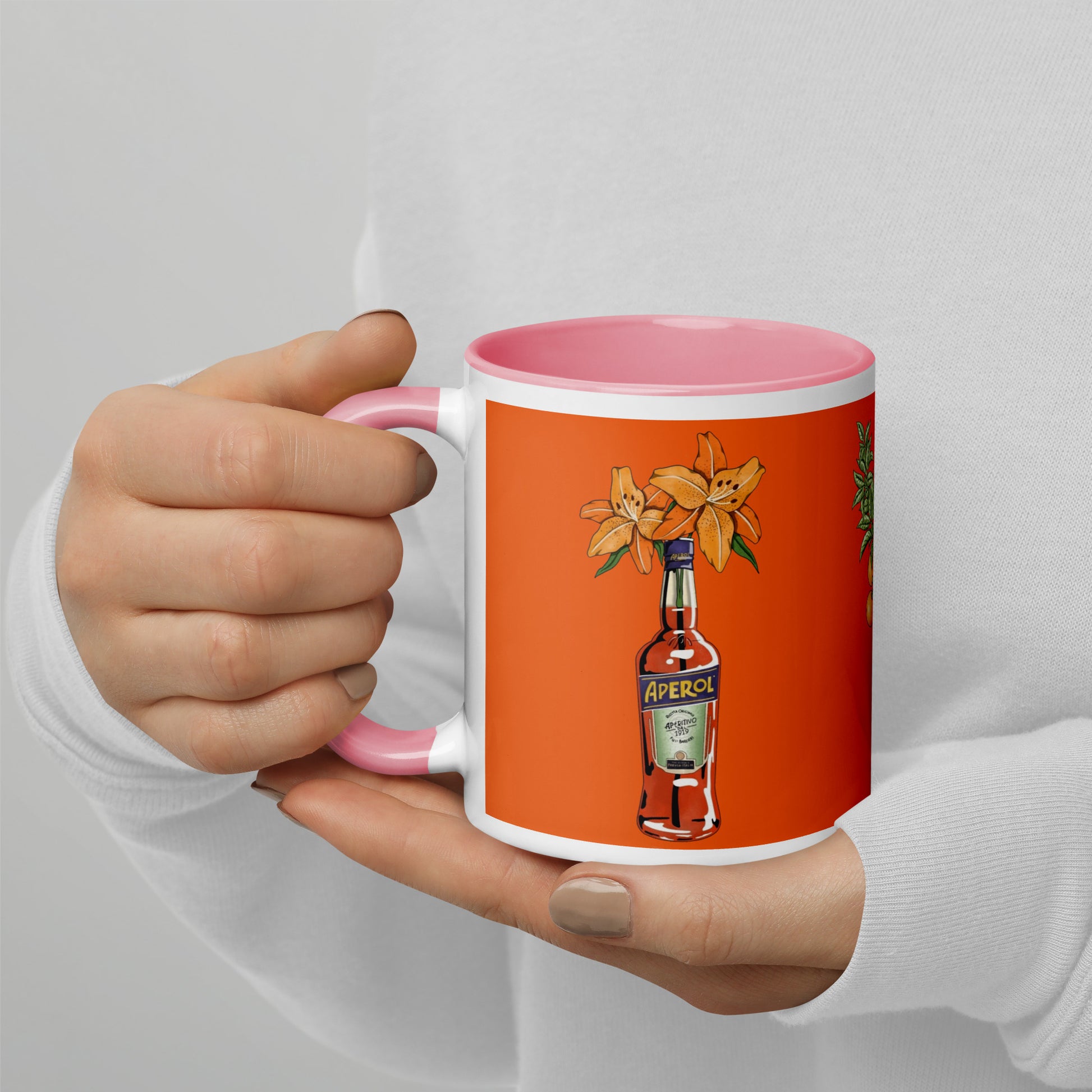 Mug with Color Inside aperol floral art DrinkandArt