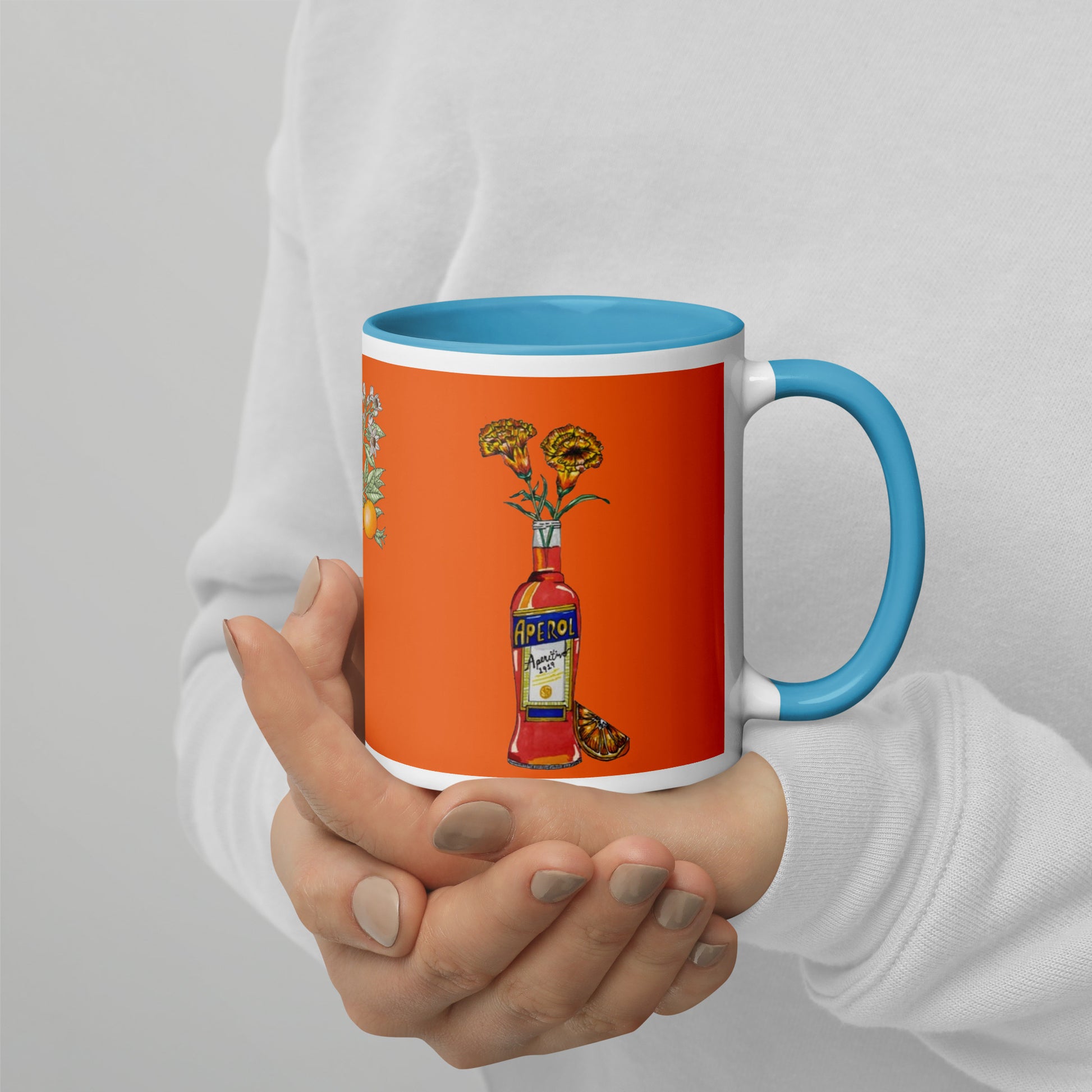 Mug with Color Inside aperol floral art DrinkandArt