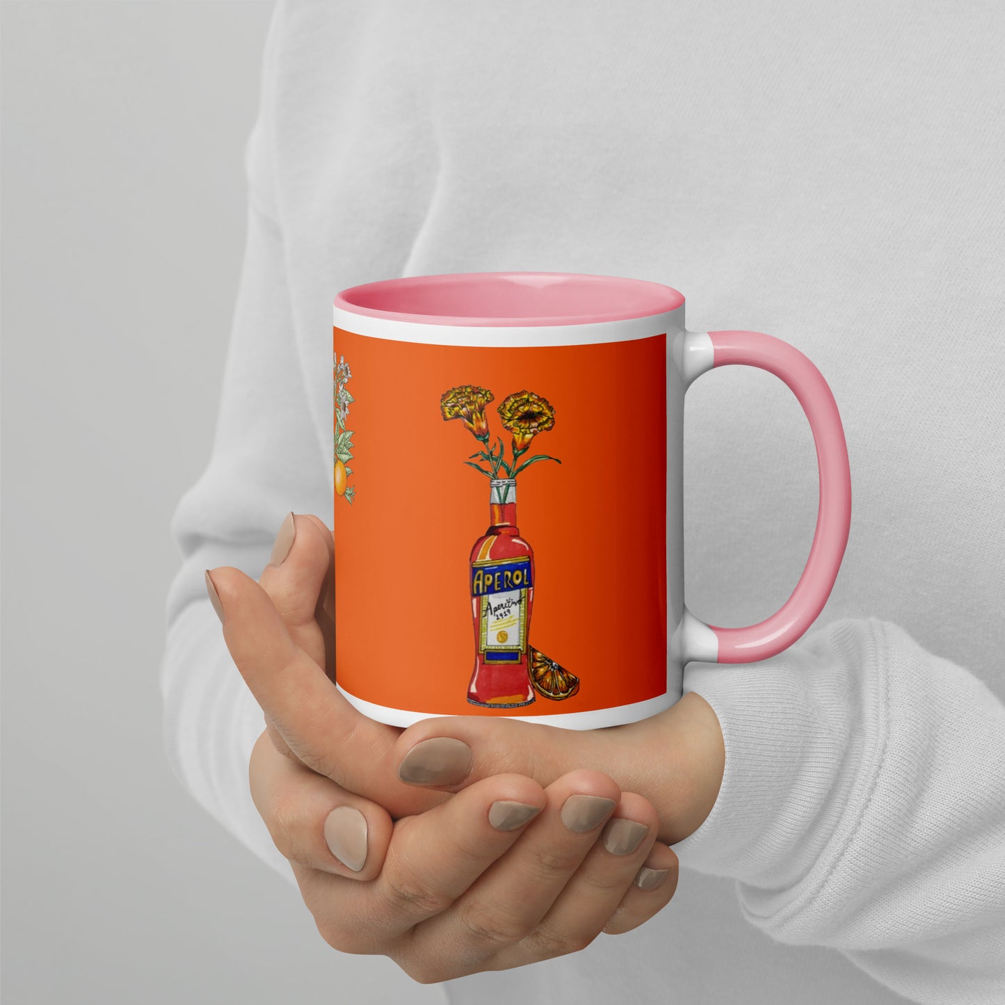 Mug with Color Inside aperol floral art DrinkandArt