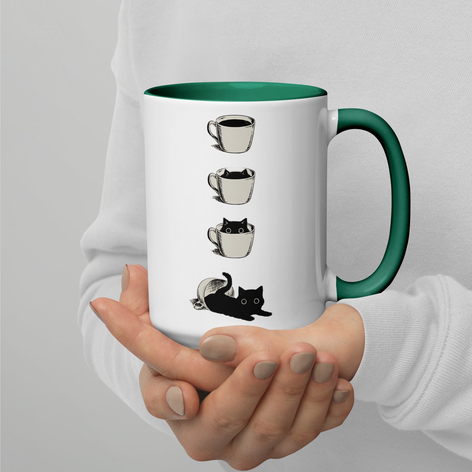 Mug with Color Inside cat in the cup DrinkandArt