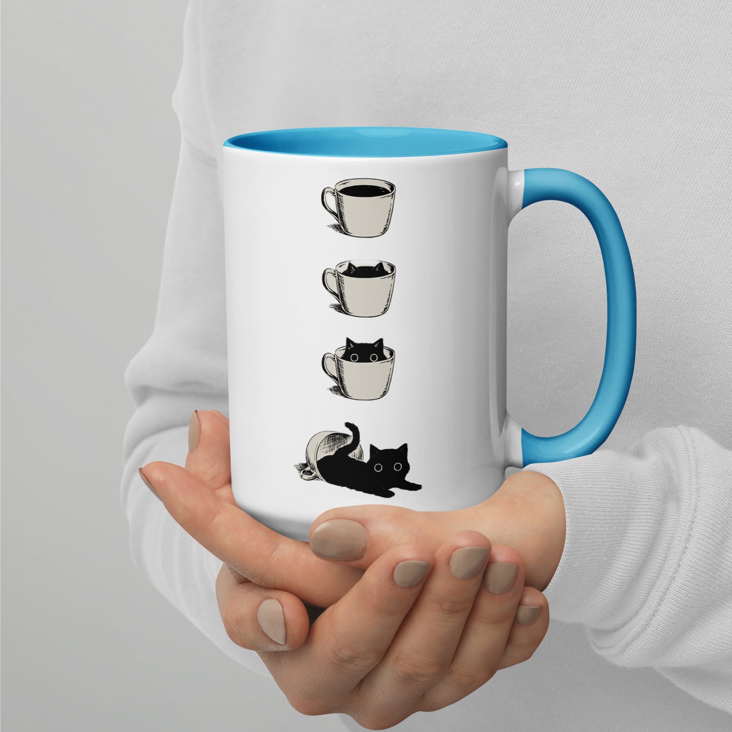 Mug with Color Inside cat in the cup DrinkandArt