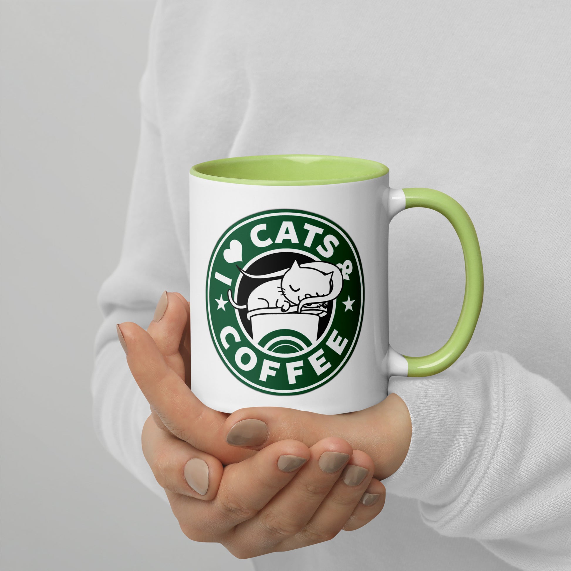 Mug with Color Inside i love cats & coffee DrinkandArt