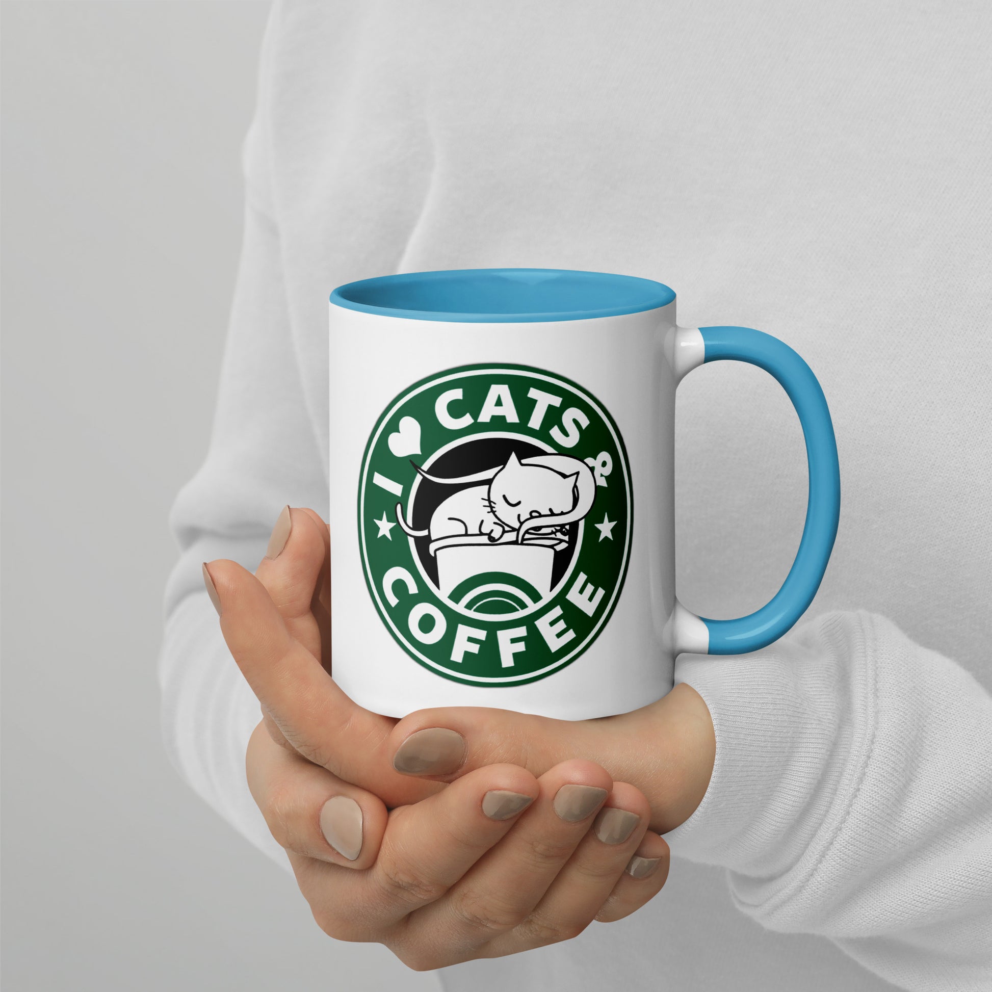 Mug with Color Inside i love cats & coffee DrinkandArt