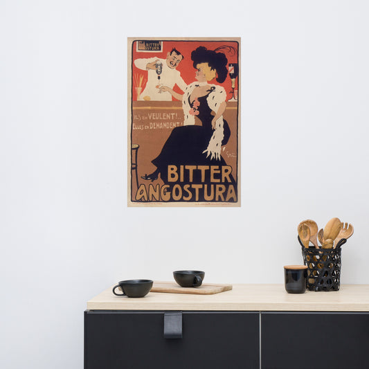 Poster bitter angostura barman and woman DrinkandArt