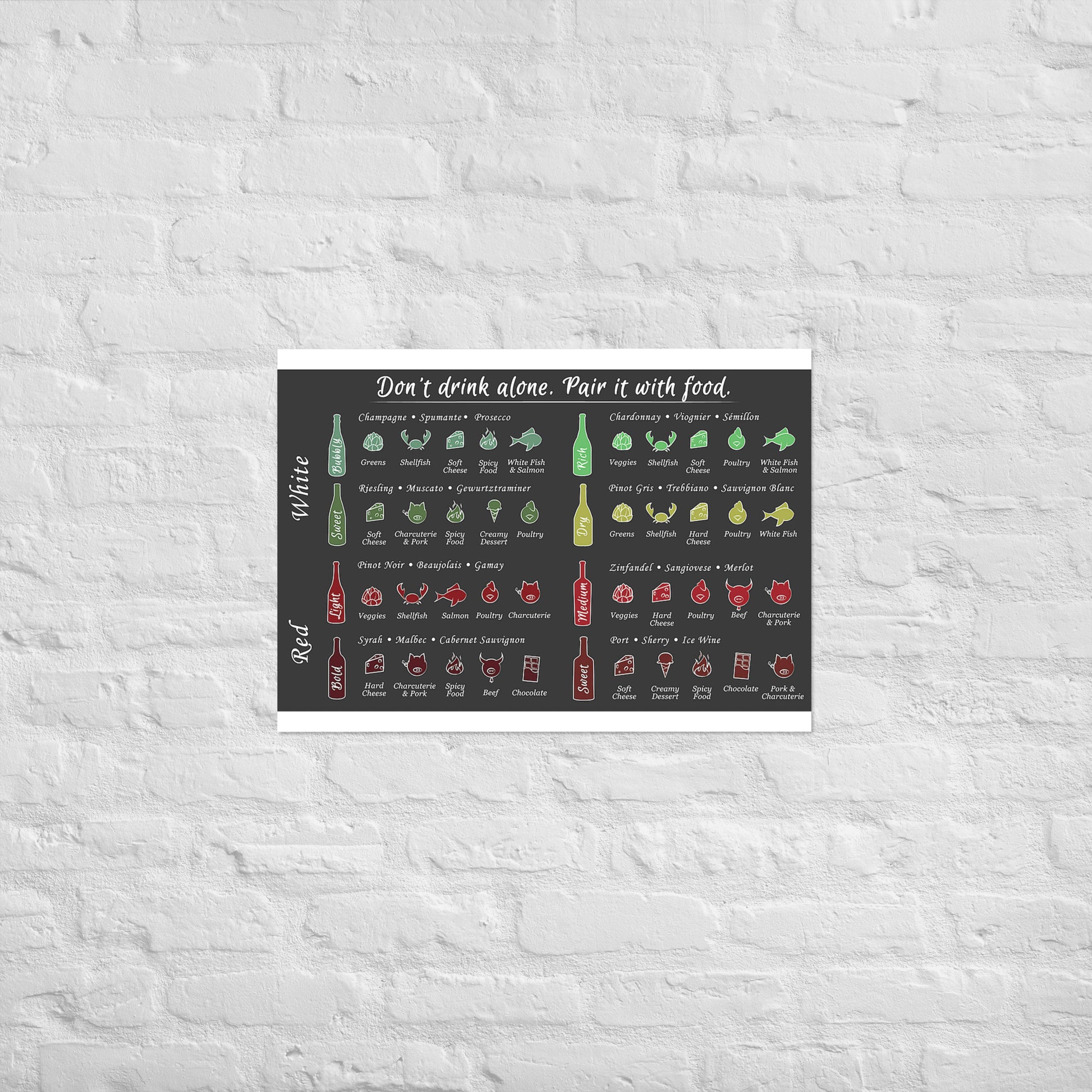 Poster pop chart Don't drink alone Pair it with Food DrinkandArt