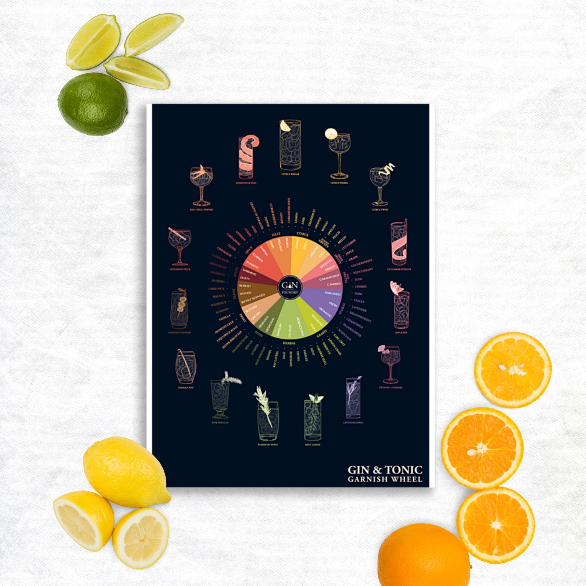 Poster pop chart Gin & Tonic Garnish Wheel DrinkandArt