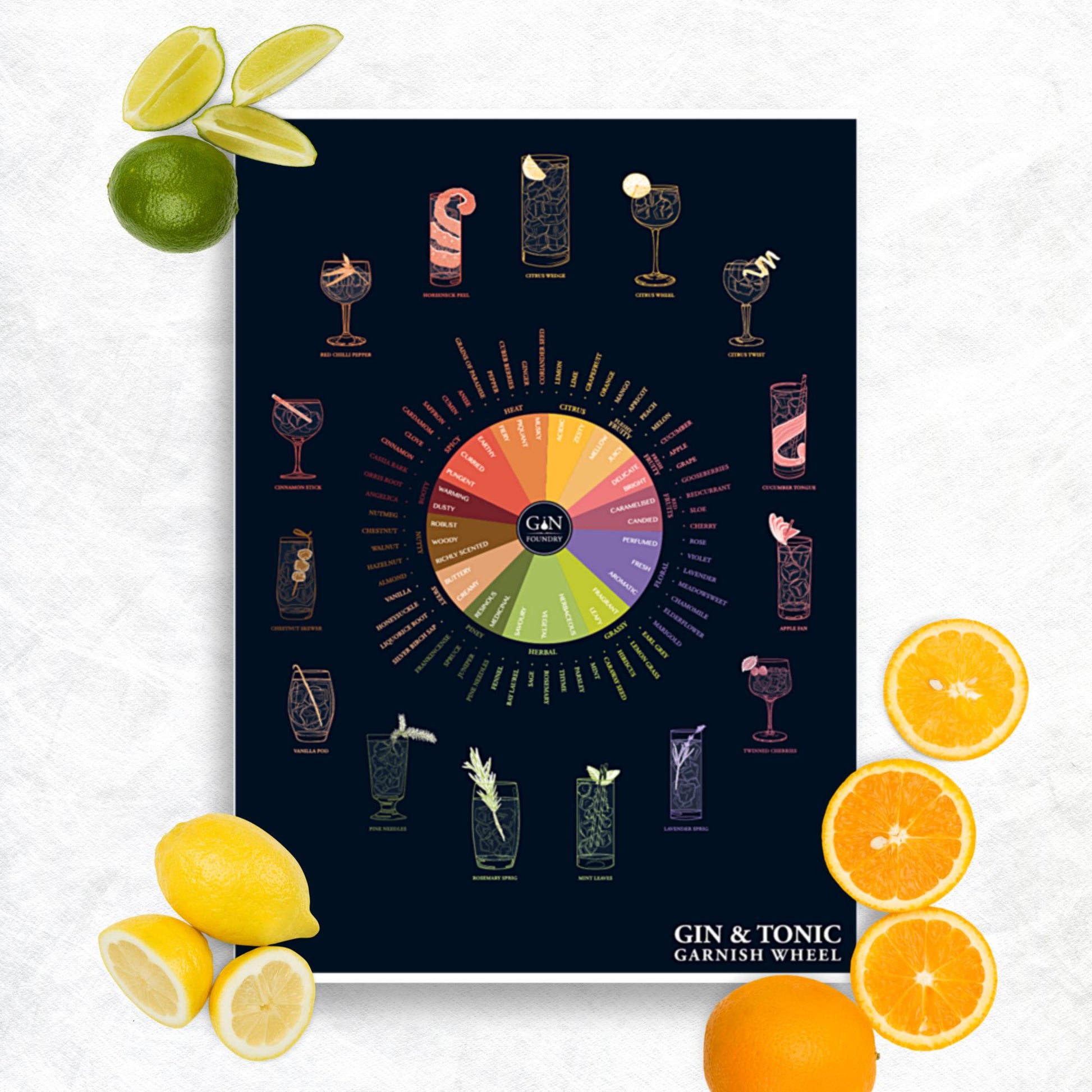 Poster pop chart Gin & Tonic Garnish Wheel DrinkandArt