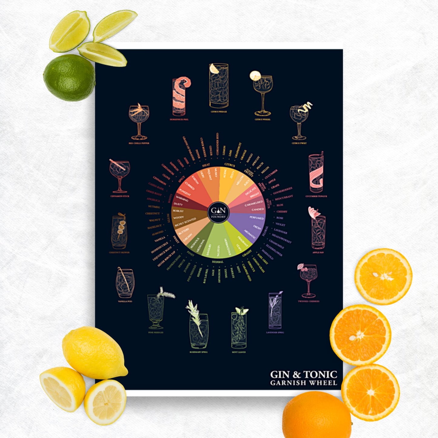 Poster pop chart Gin & Tonic Garnish Wheel DrinkandArt