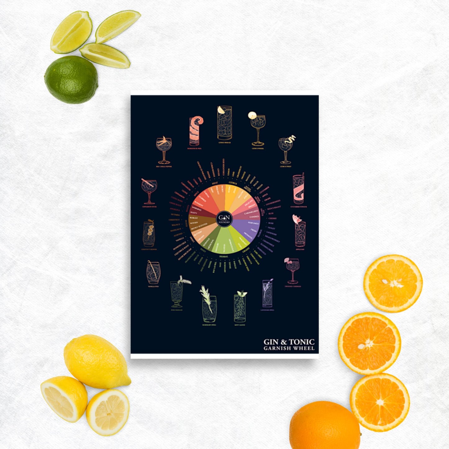 Poster pop chart Gin & Tonic Garnish Wheel DrinkandArt