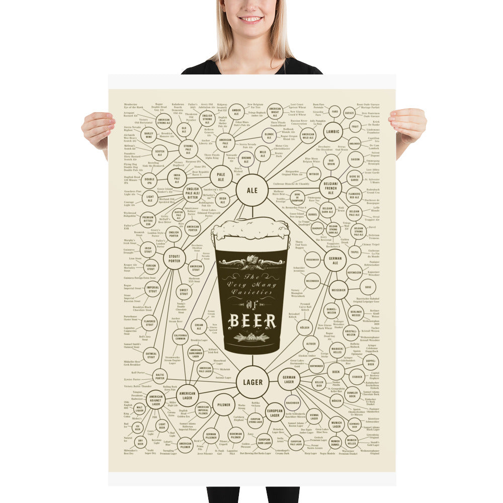 Poster pop chart Varieties of Beer DrinkandArt