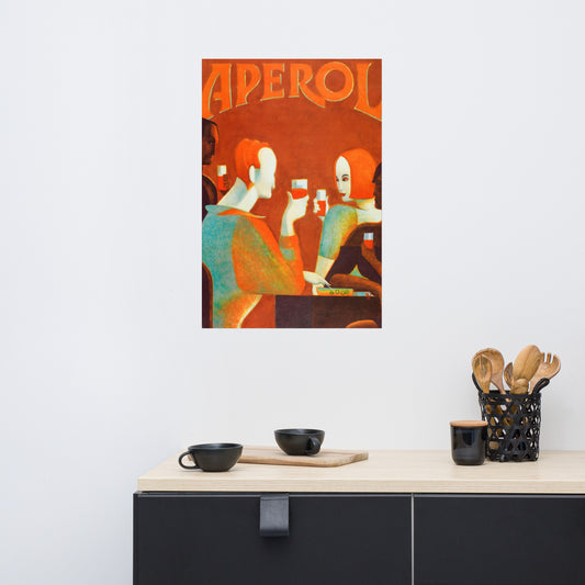 Poster vintage aperol couple at the table DrinkandArt